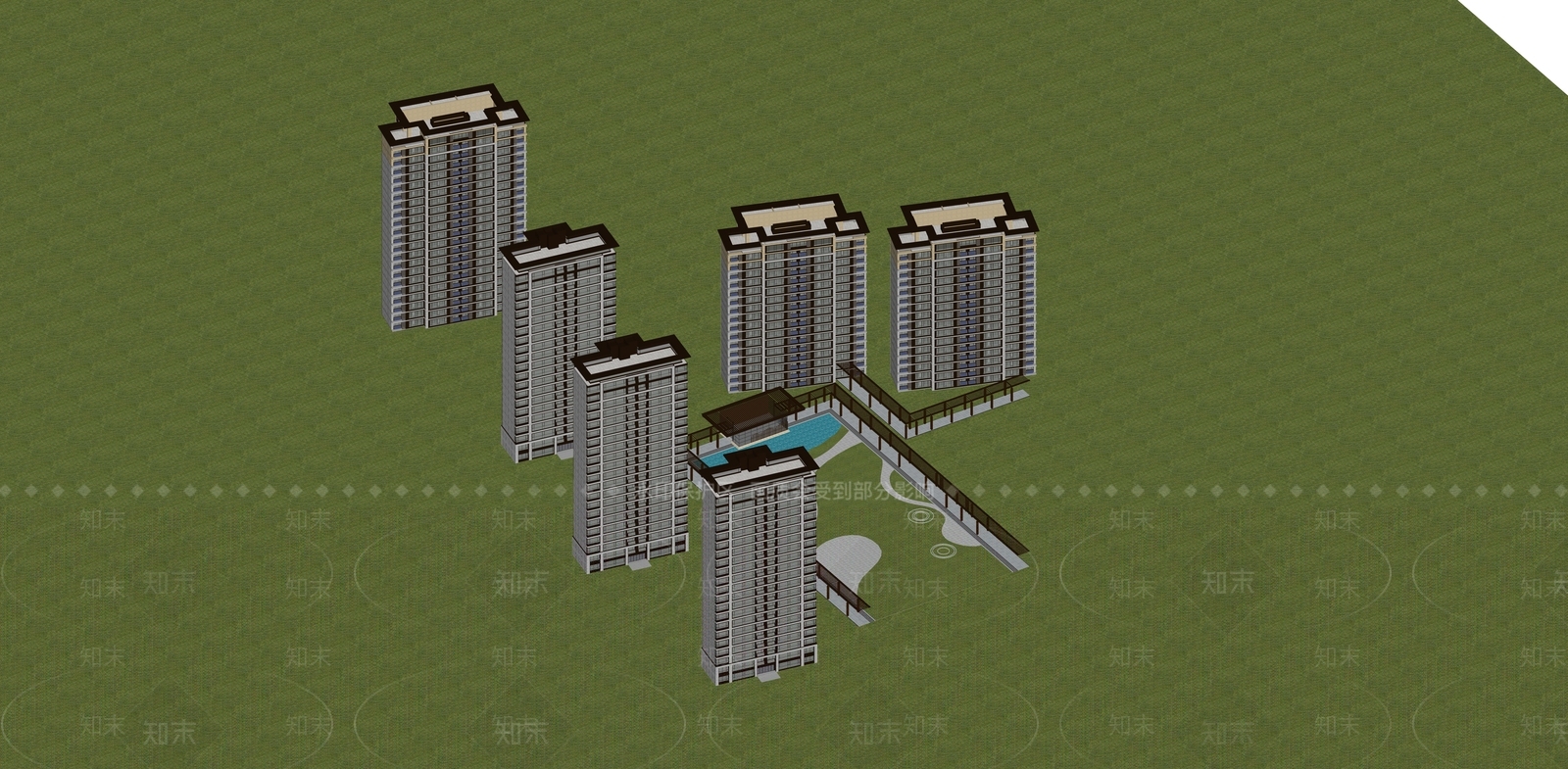 现代高层住宅SU模型下载【ID:1187523870】