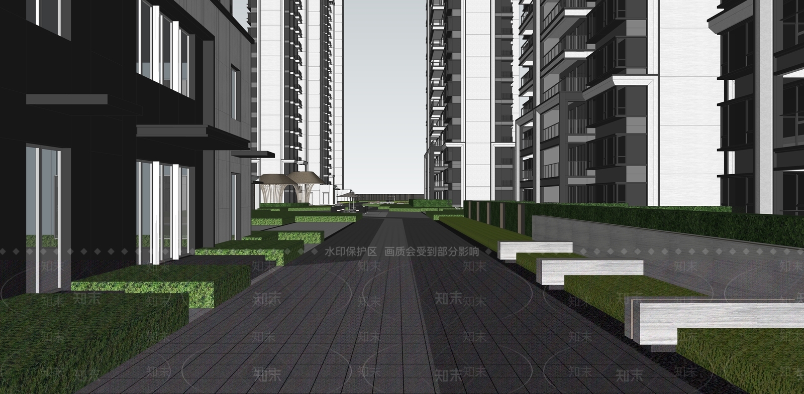 现代小区建筑SU模型下载【ID:1187527463】