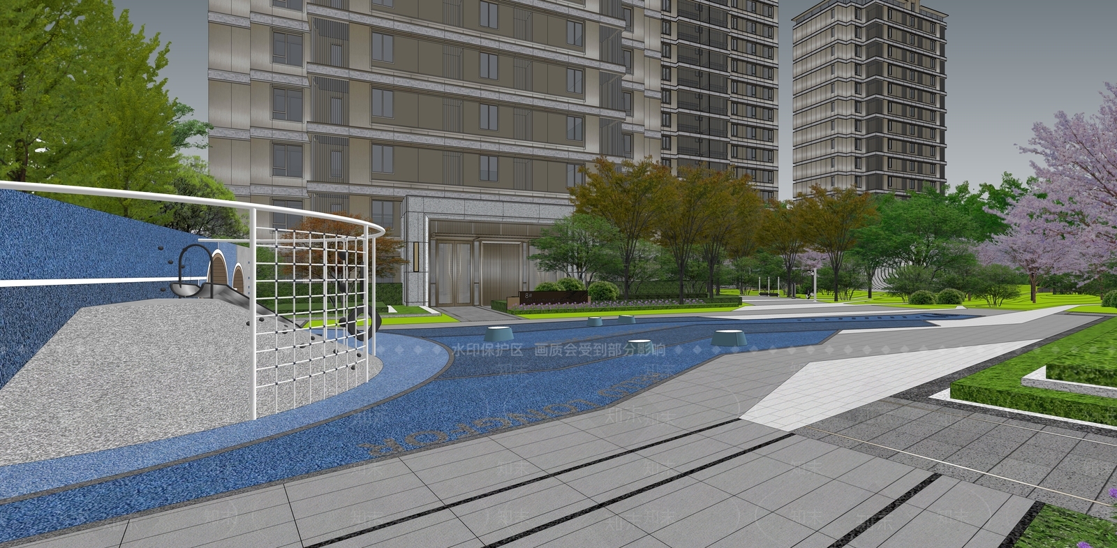 现代小区建筑SU模型下载【ID:1187528585】