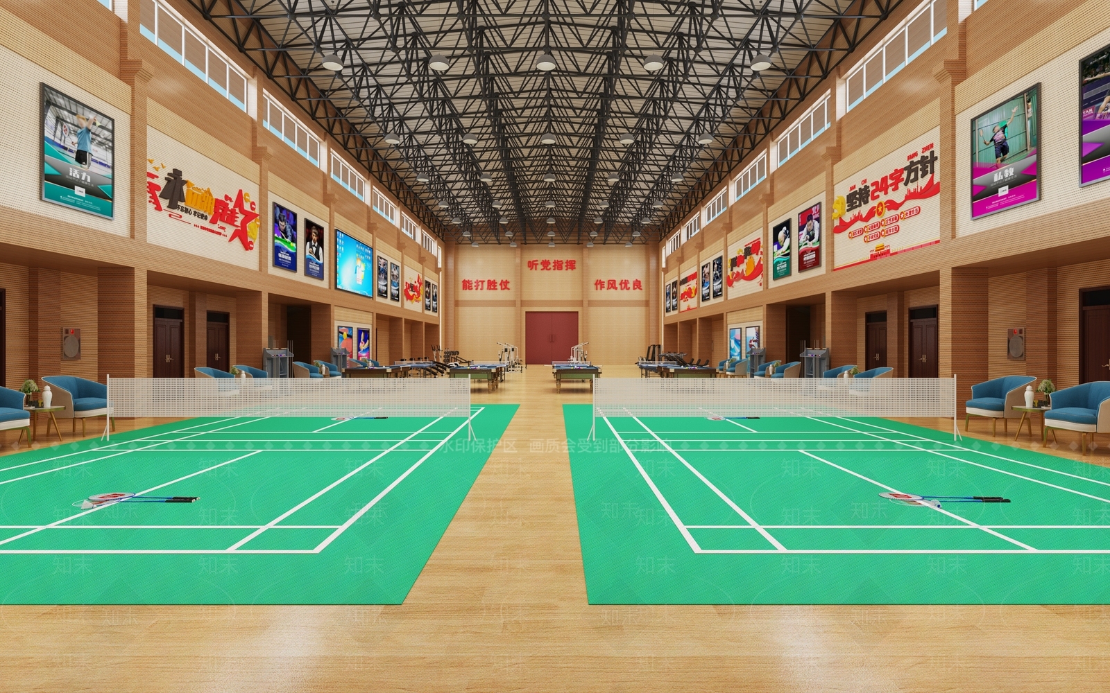 现代新中式体育馆3D模型下载【ID:1187532990】