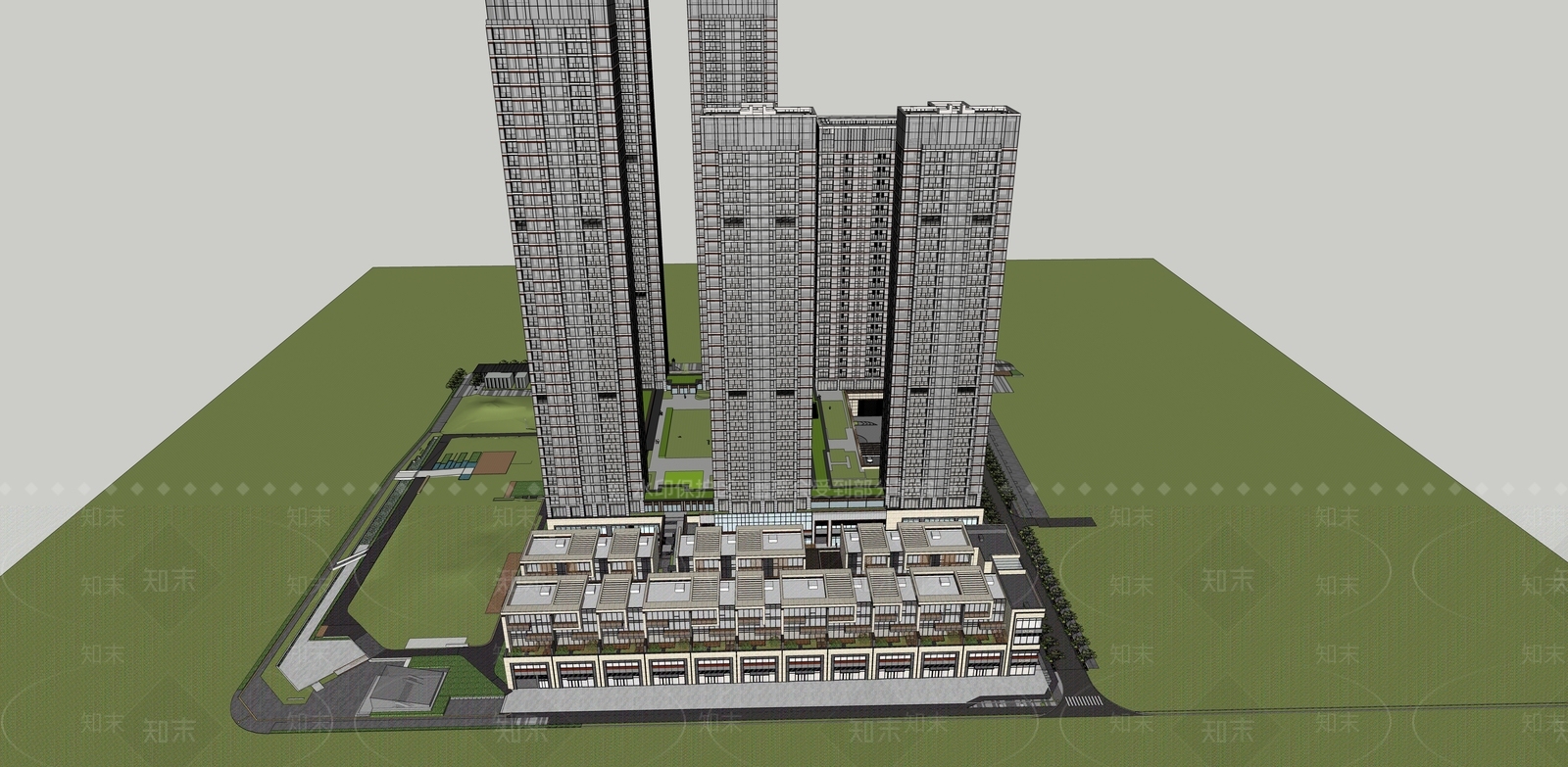 现代高层住宅SU模型下载【ID:1187532868】