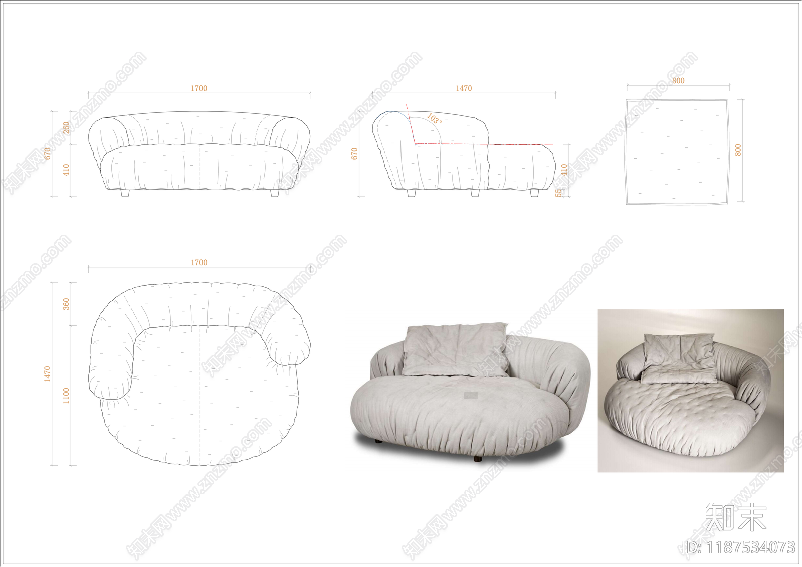 现代复古沙发施工图下载【ID:1187534073】