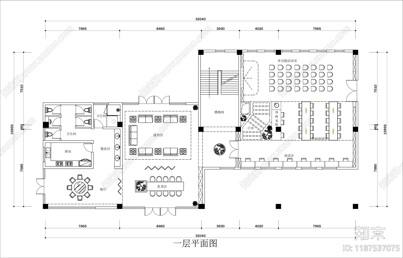 现代会所cad施工图下载【ID:1187537075】