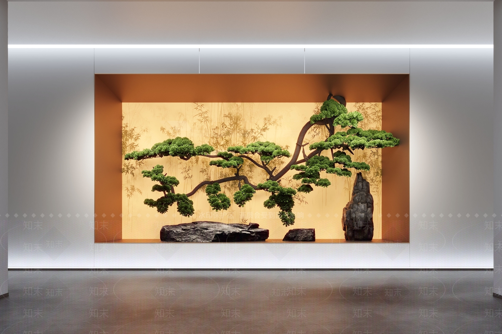 新中式现代室内景观3D模型下载【ID:1187541277】