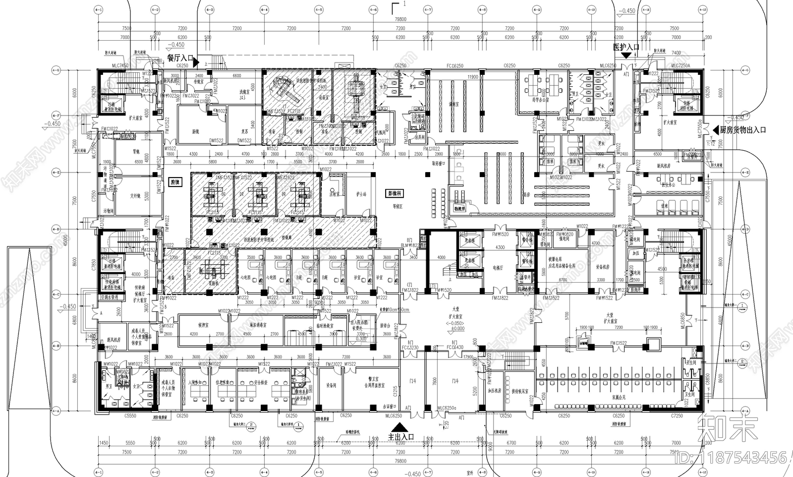 现代医院建筑cad施工图下载【ID:1187543456】