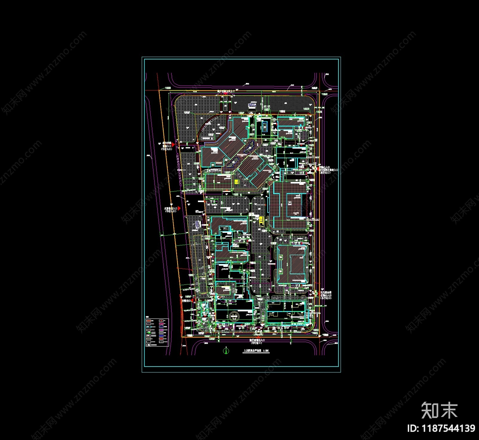 现代医院建筑cad施工图下载【ID:1187544139】