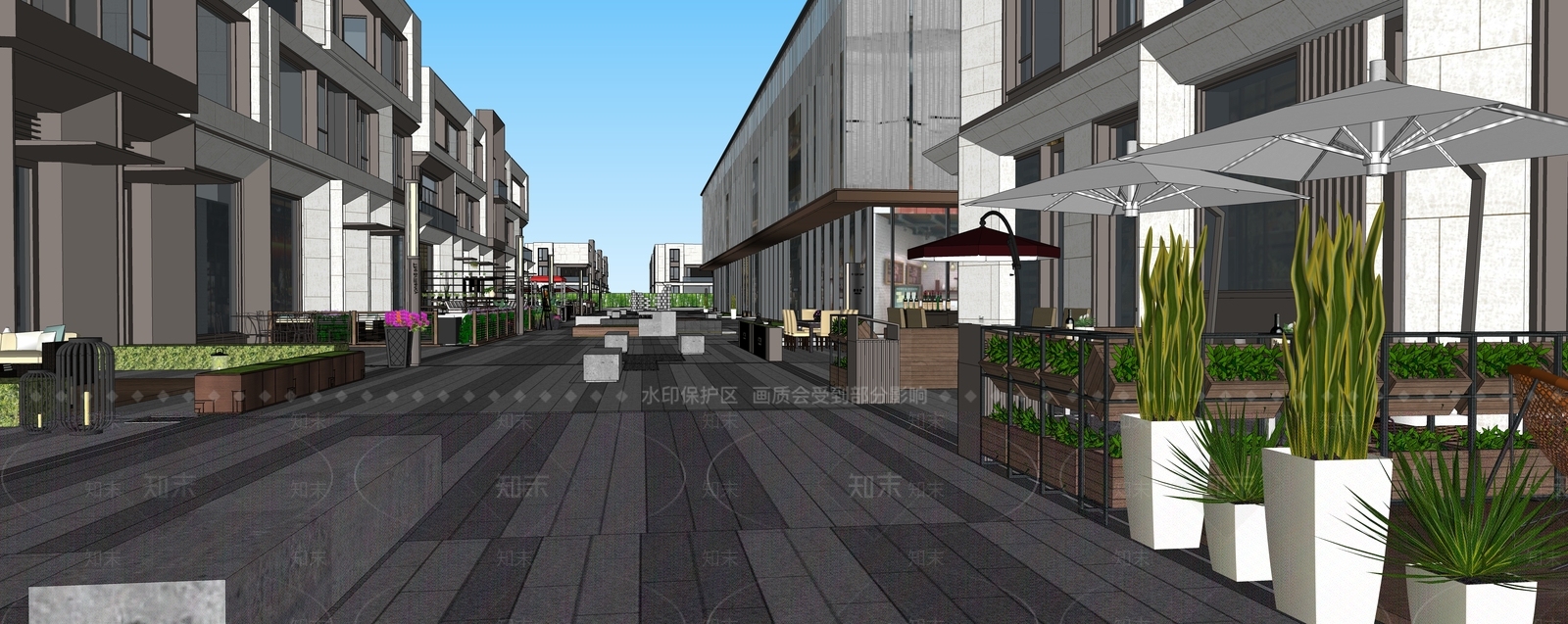 现代简约商业街SU模型下载【ID:1187548320】