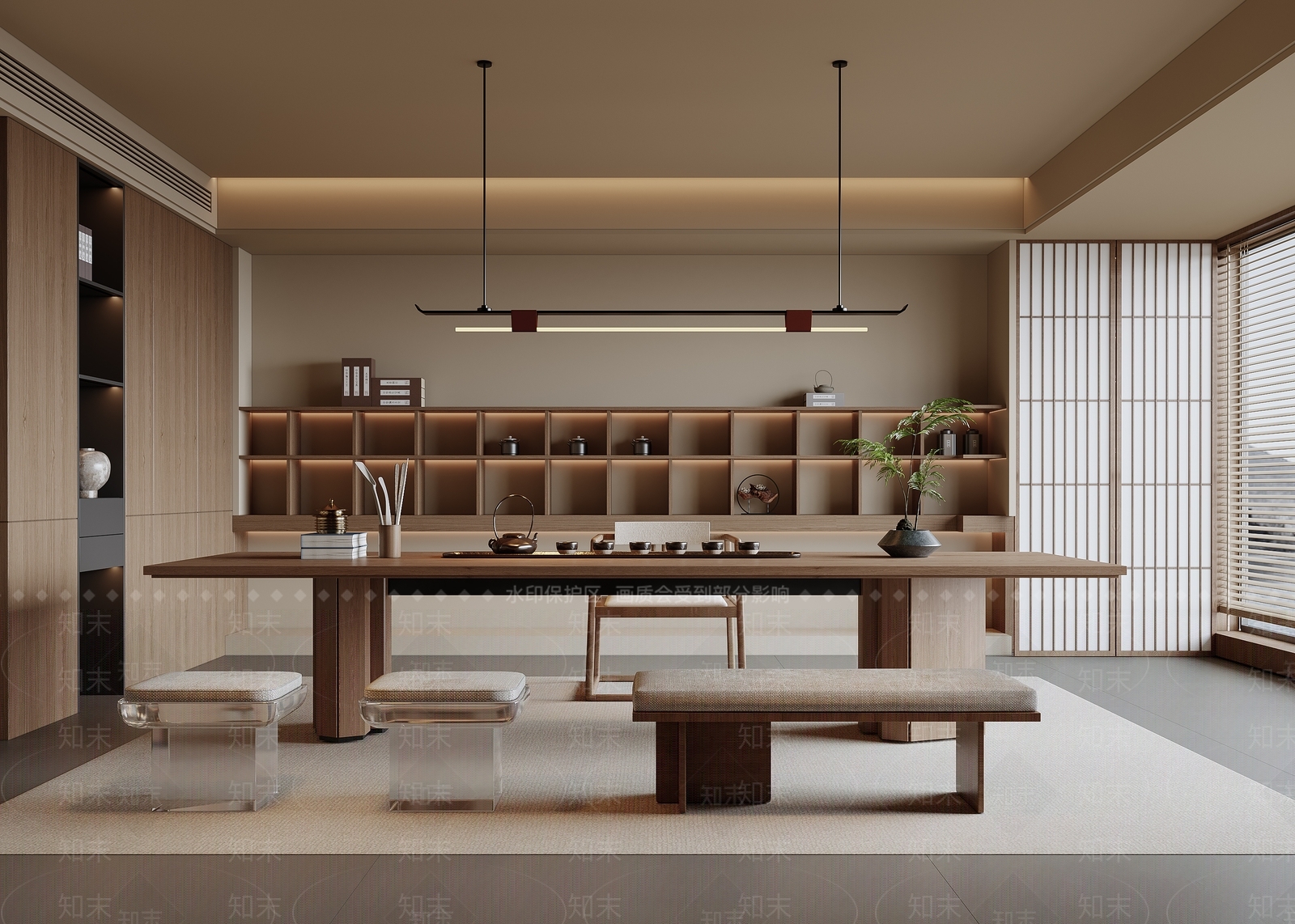 新中式茶室SU模型下载【ID:1187548752】