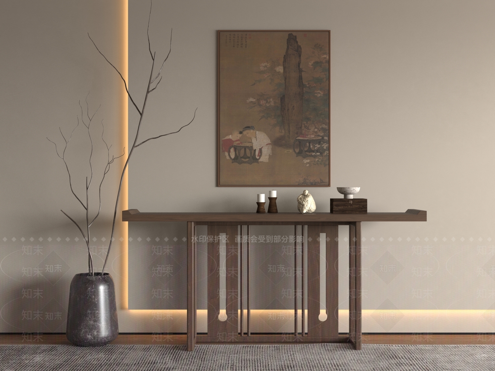 新中式条案3D模型下载【ID:1187563679】