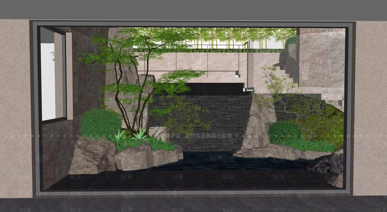 新中式日式水景SU模型下载【ID:1187569981】