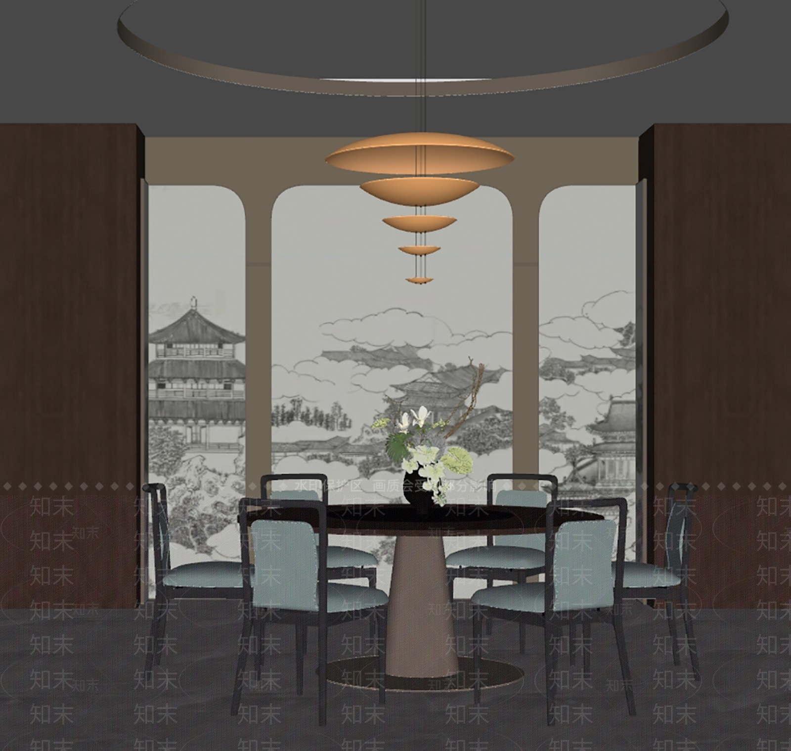 新中式中式包厢SU模型下载【ID:1187569453】