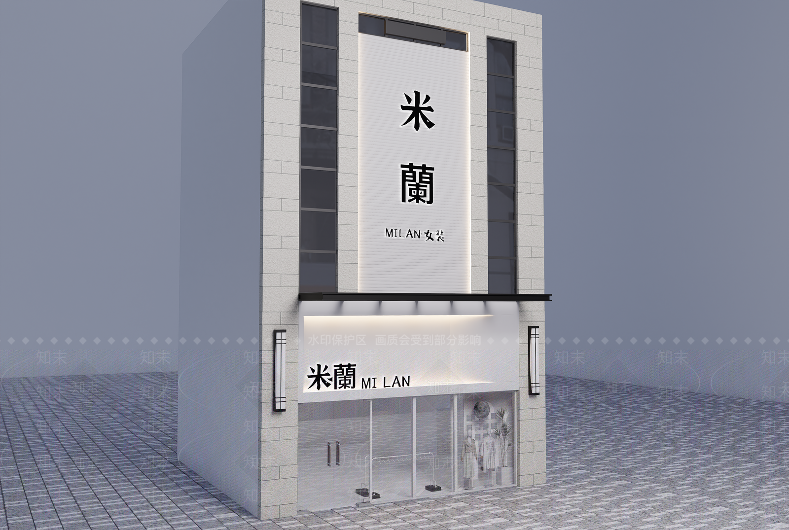 现代极简门头SU模型下载【ID:1187576416】