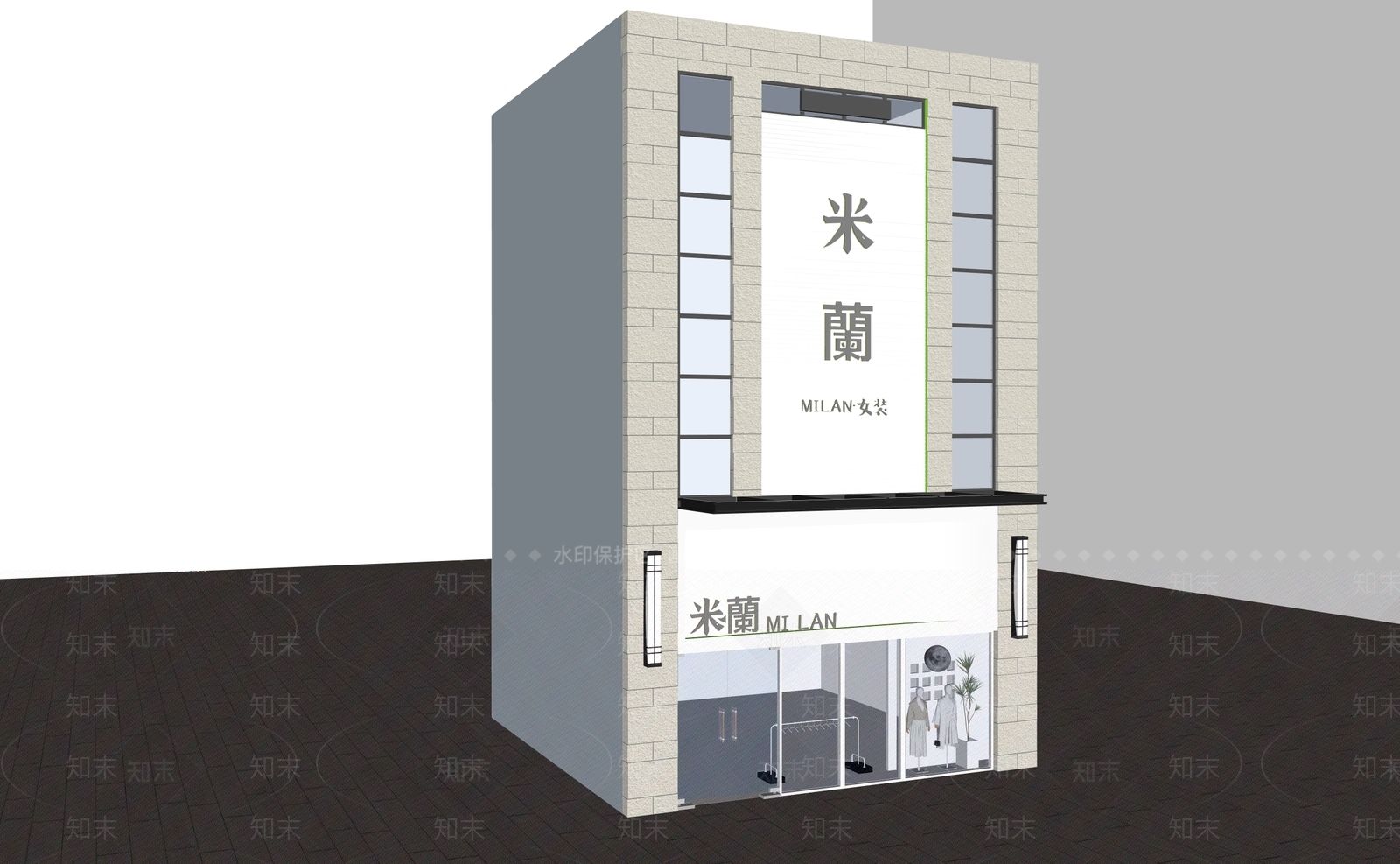 现代极简门头SU模型下载【ID:1187576416】