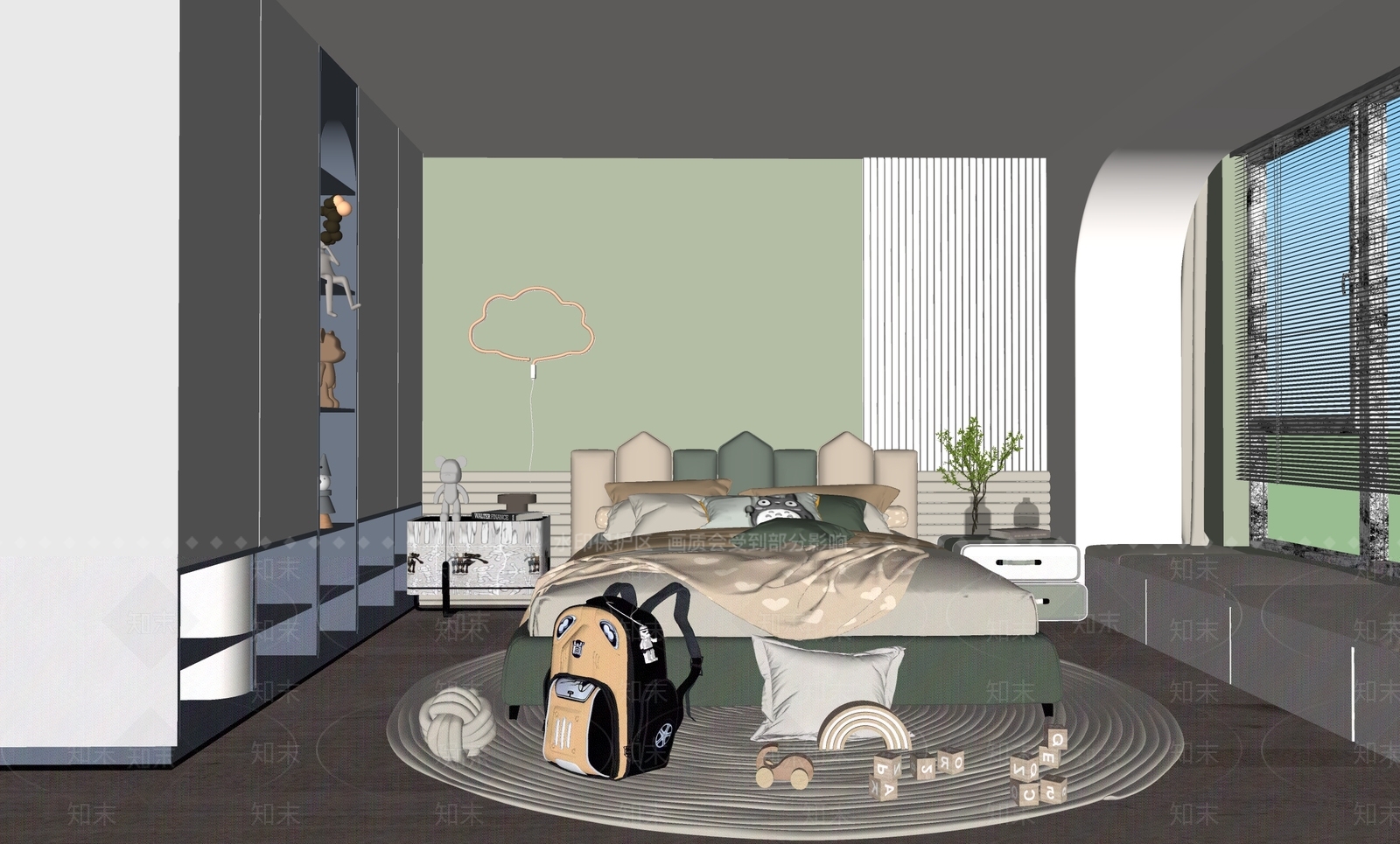 现代通用儿童房SU模型下载【ID:1187578213】