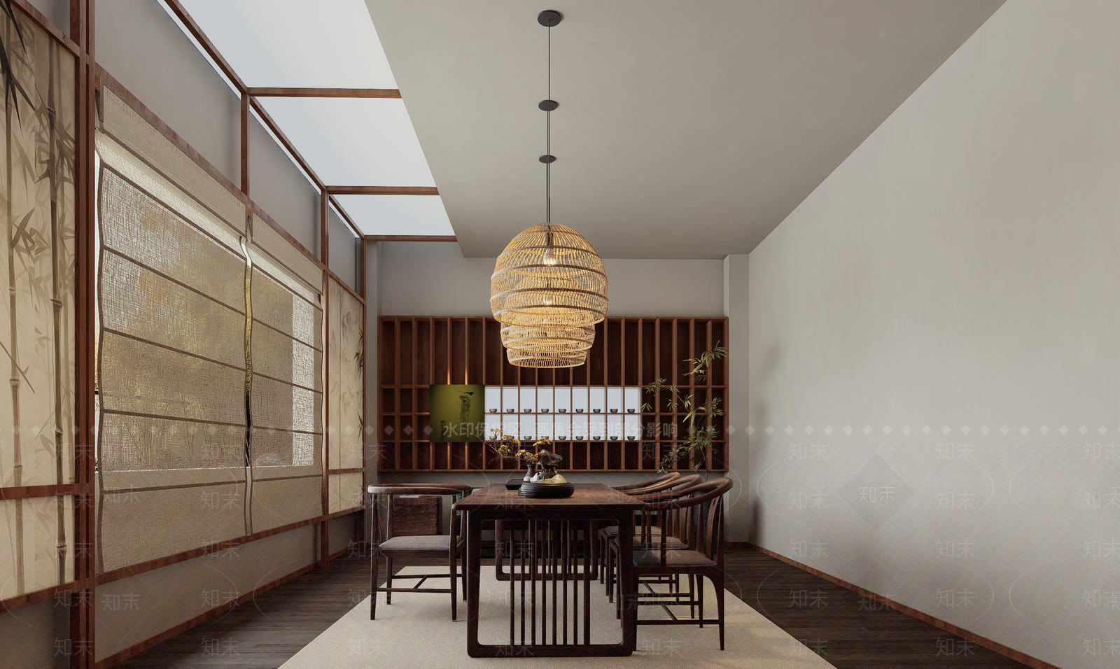 新中式现代茶室SU模型下载【ID:1187578855】