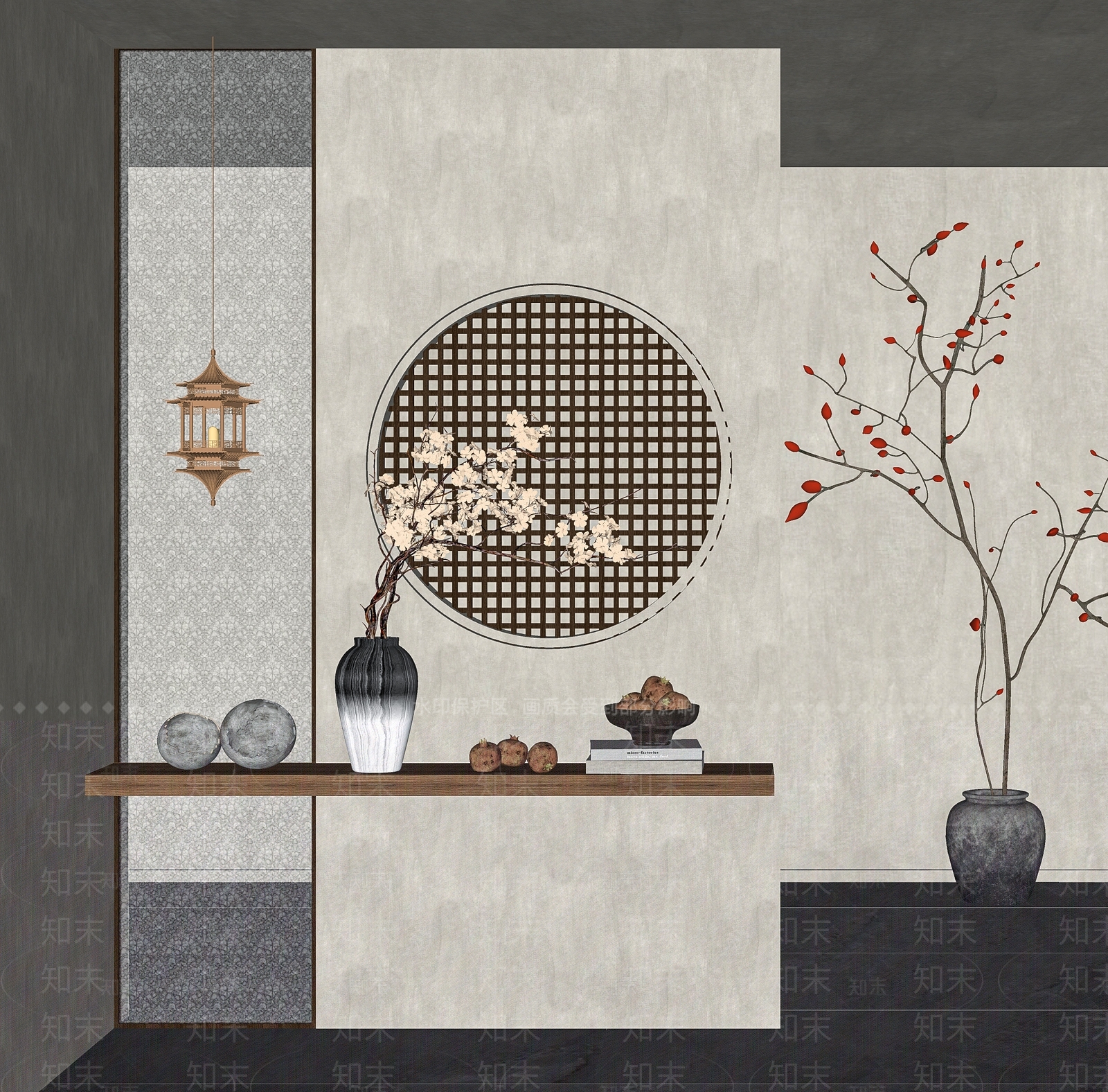侘寂隔断SU模型下载【ID:1187579735】