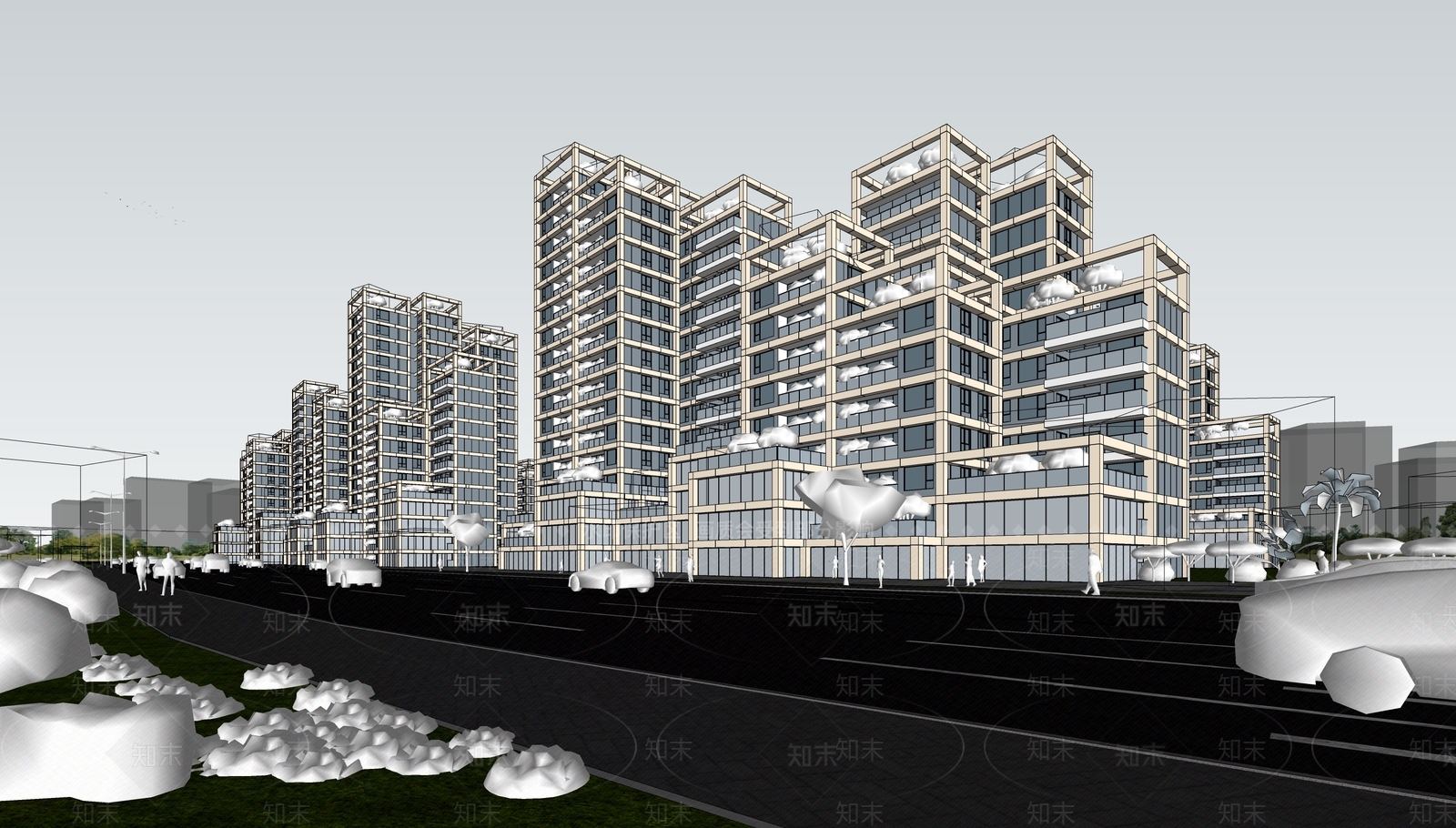 现代高层住宅SU模型下载【ID:1187579881】