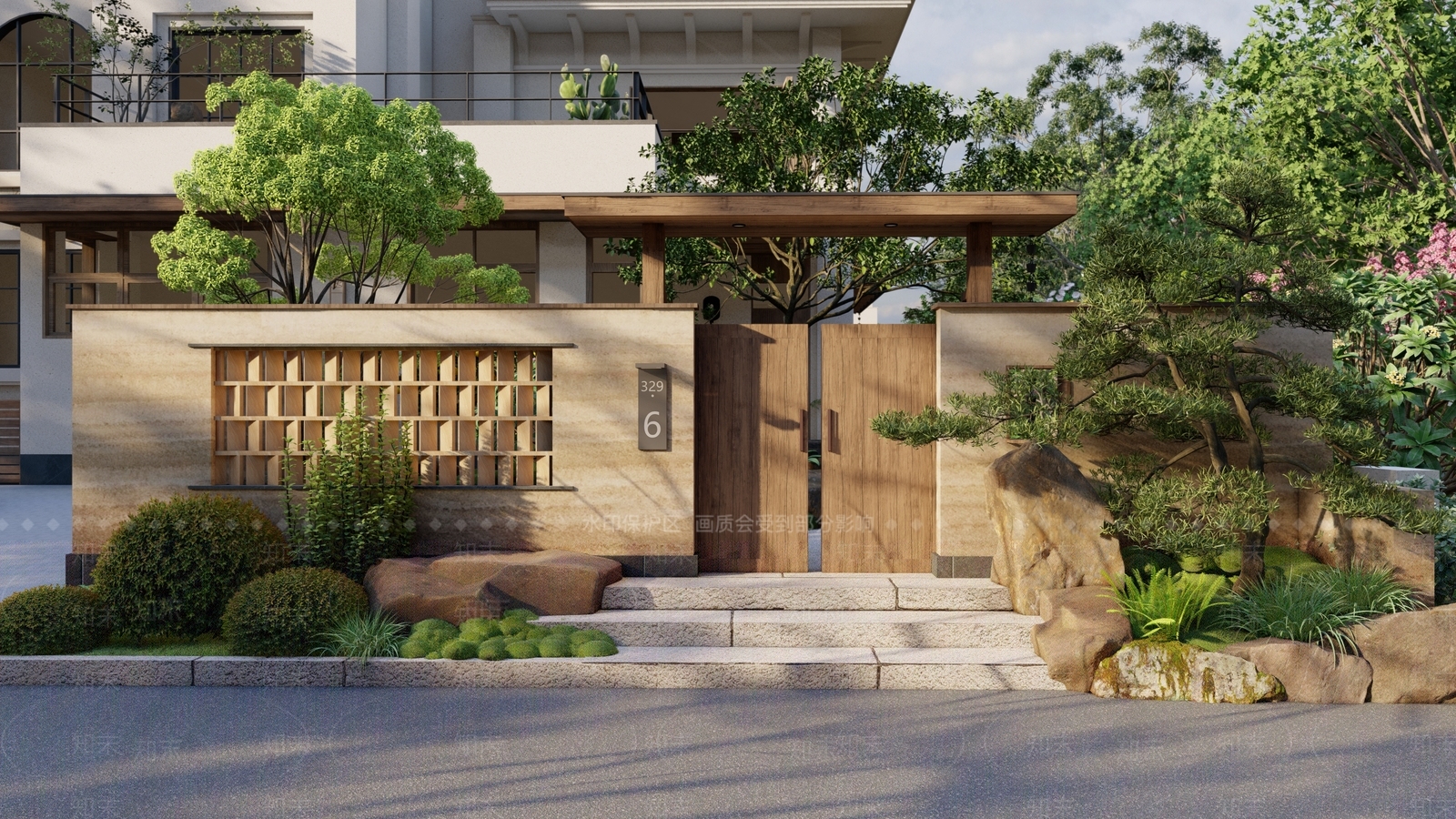 日式侘寂别墅庭院SU模型下载【ID:1187581194】