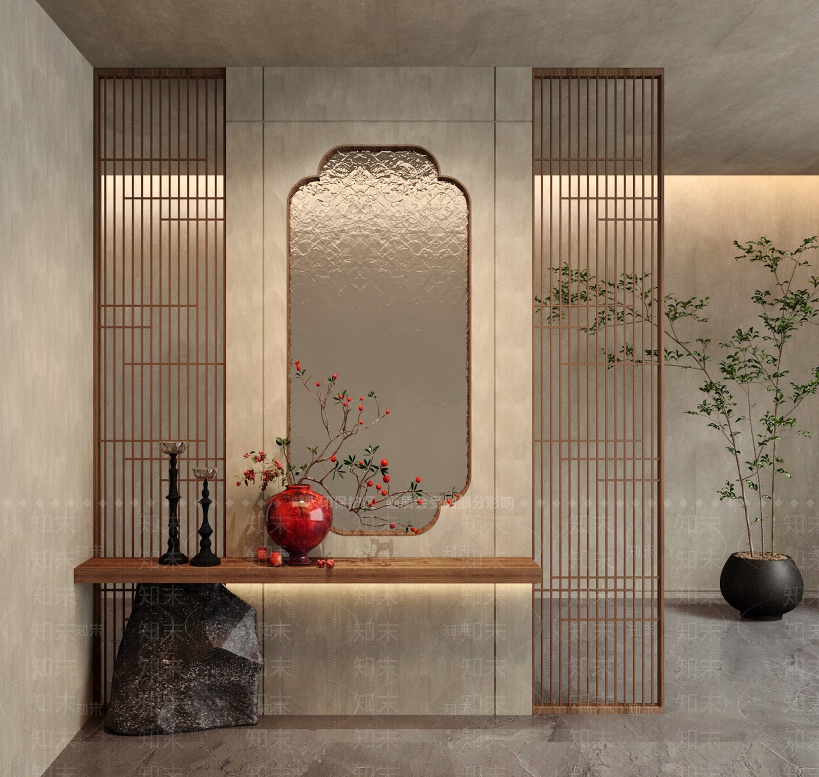侘寂隔断SU模型下载【ID:1187580780】
