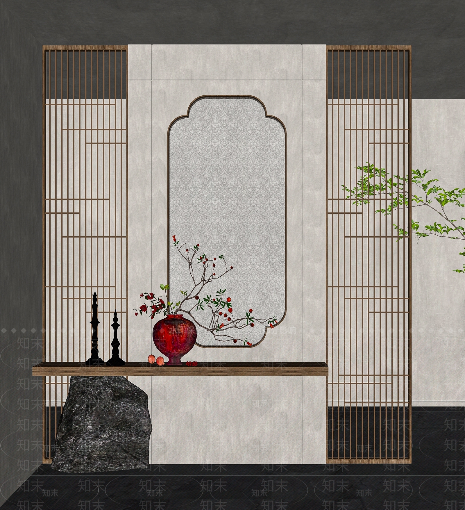 侘寂隔断SU模型下载【ID:1187580780】