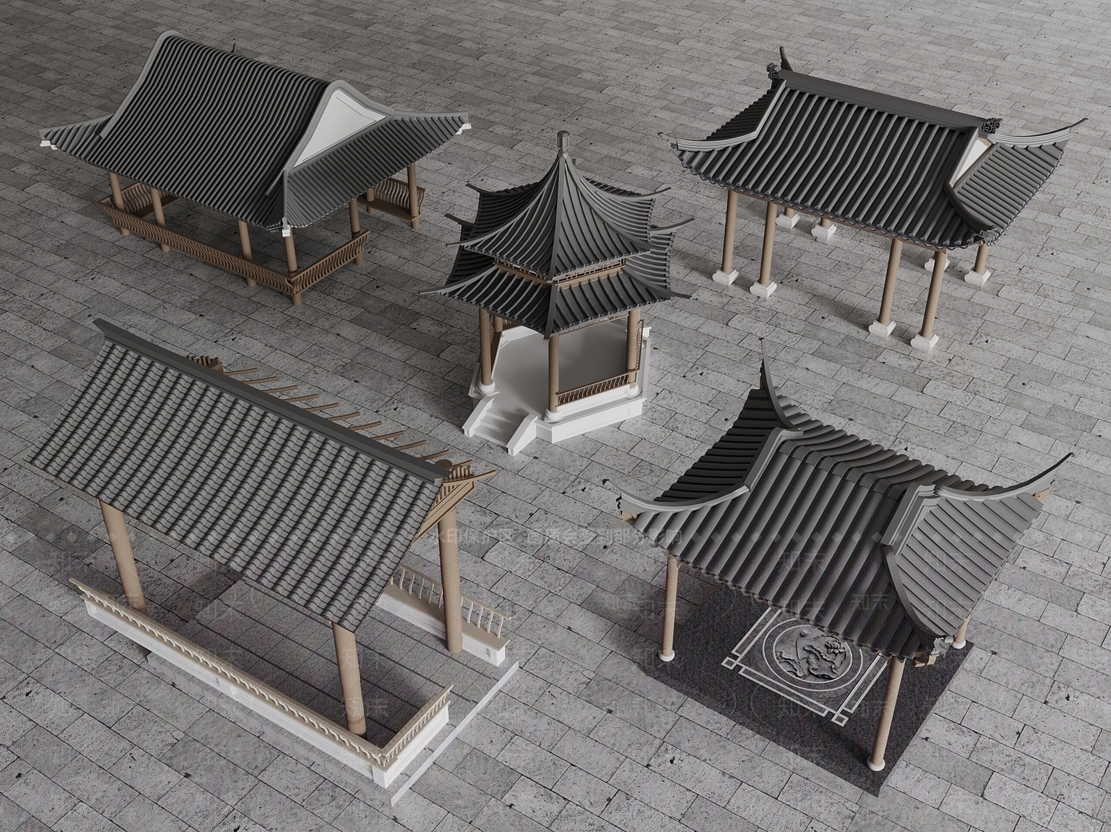 中式新中式亭子3D模型下载【ID:1187583411】