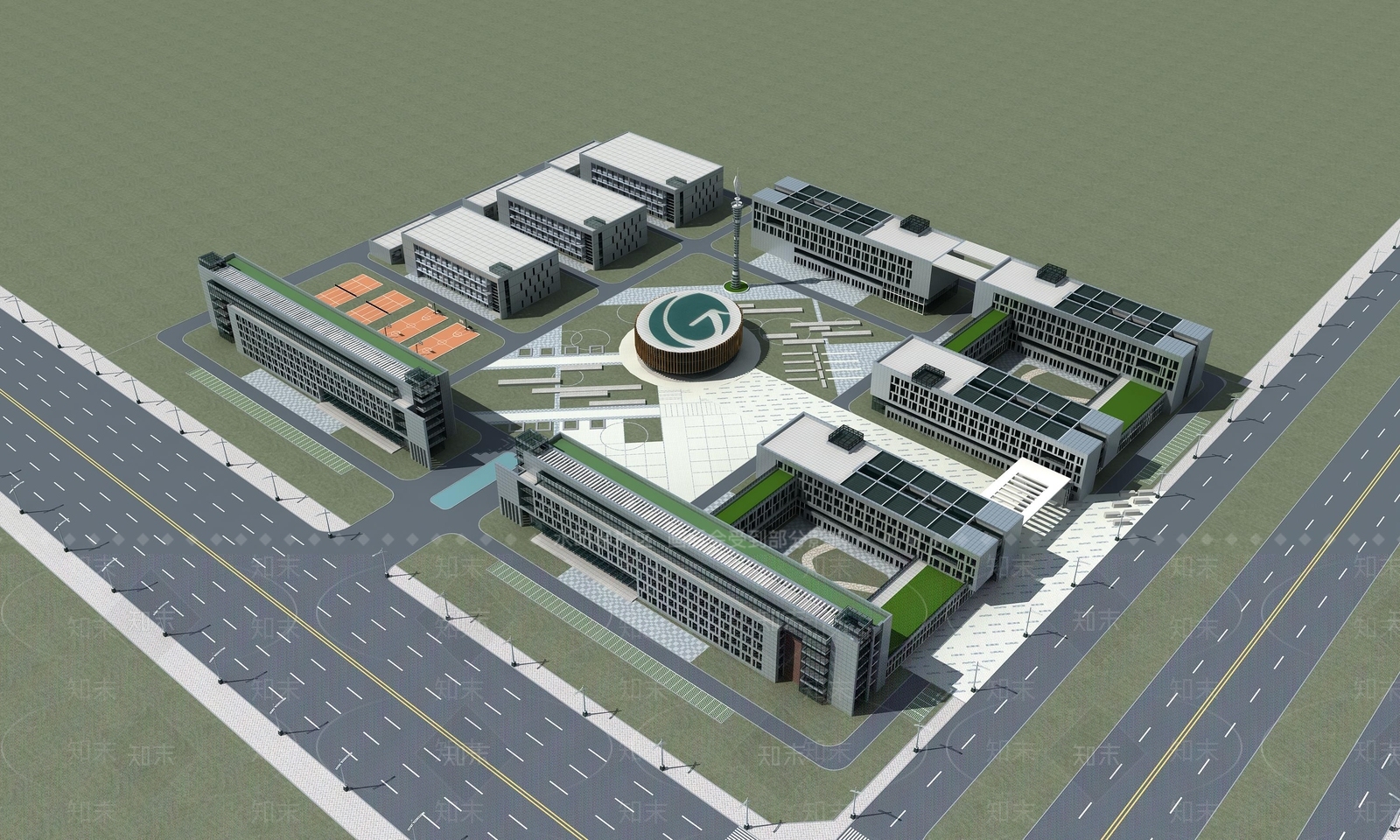 现代鸟瞰规划3D模型下载【ID:1187584326】