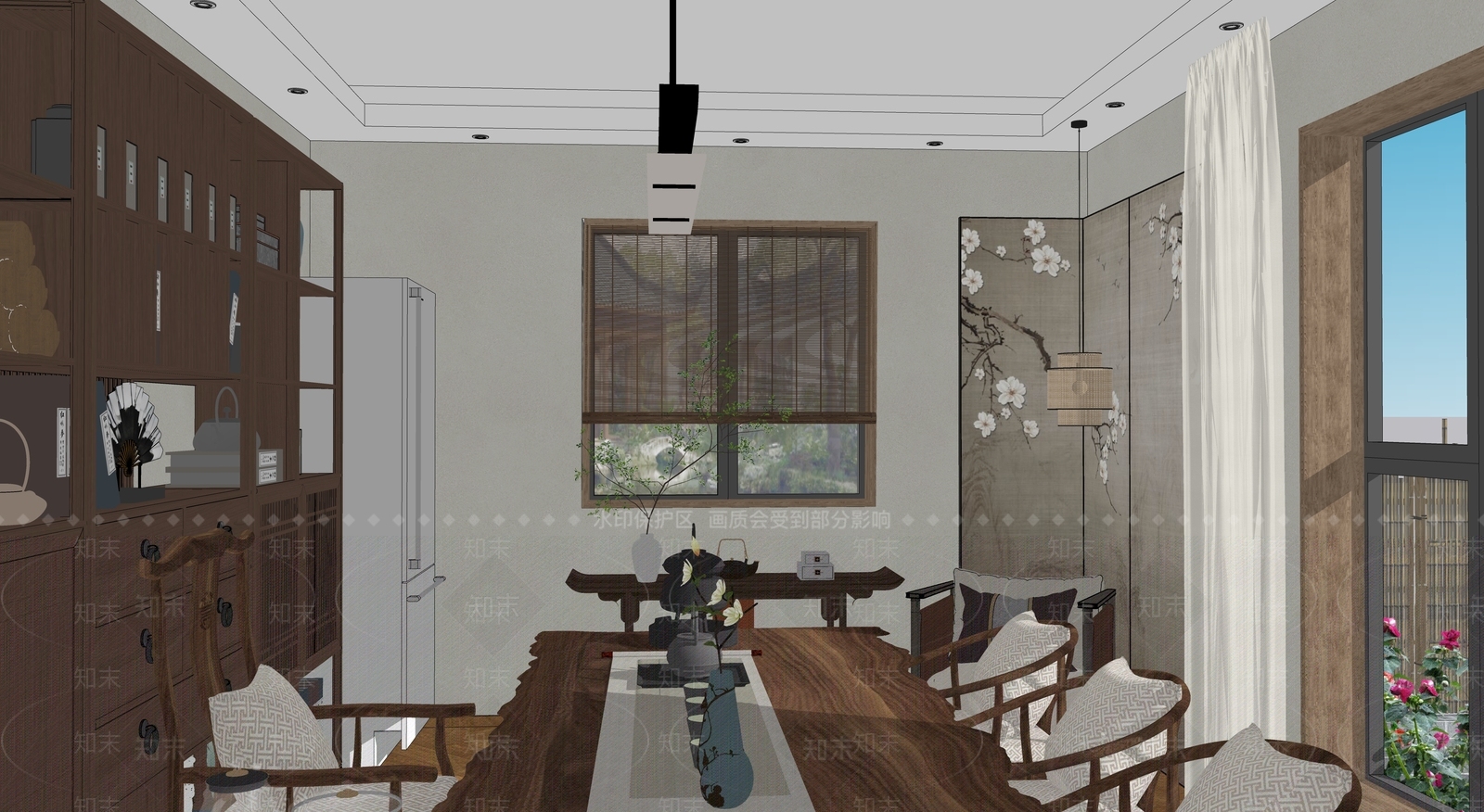 新中式会所SU模型下载【ID:1187698800】