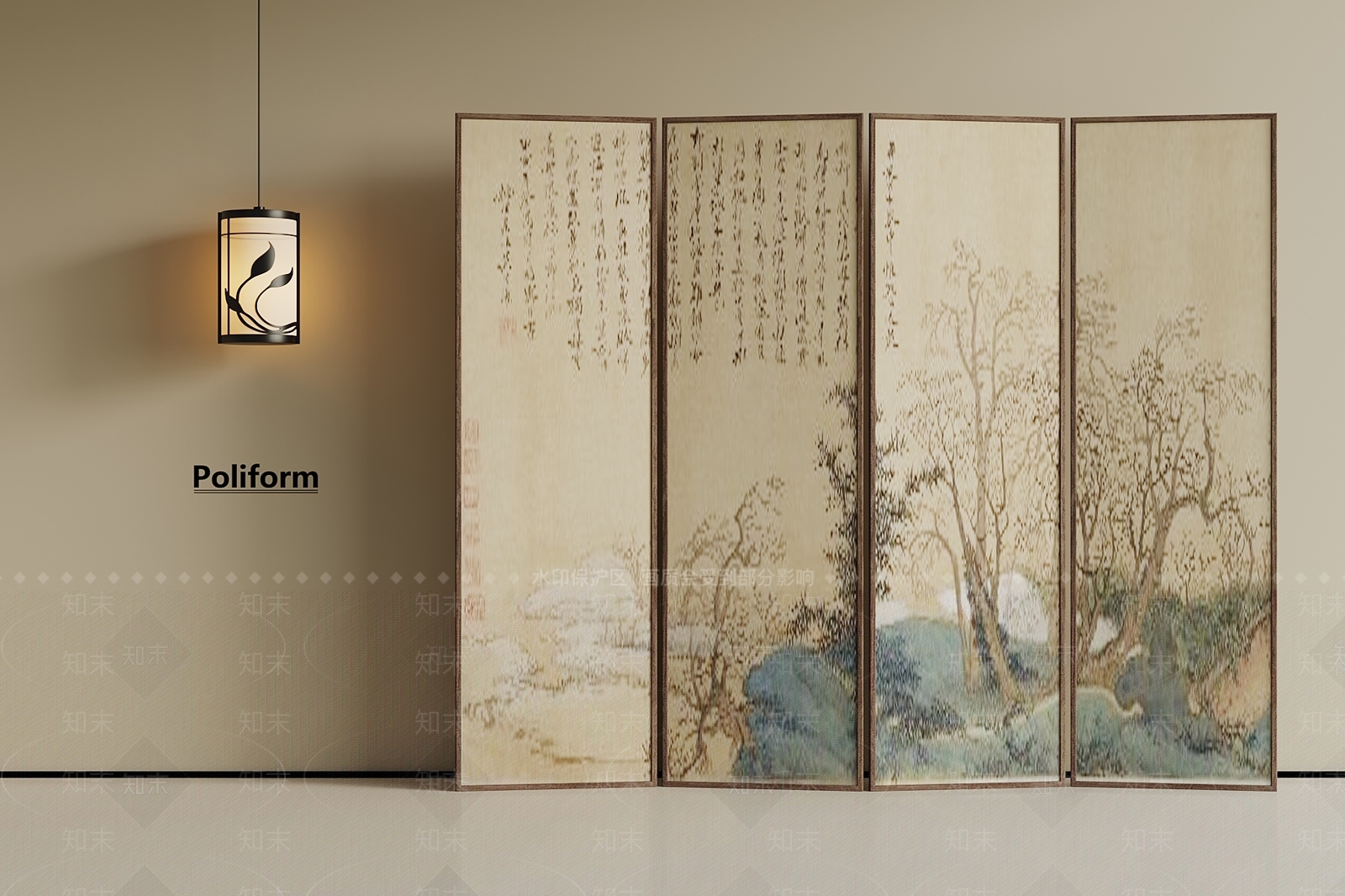 新中式屏风SU模型下载【ID:1187586146】