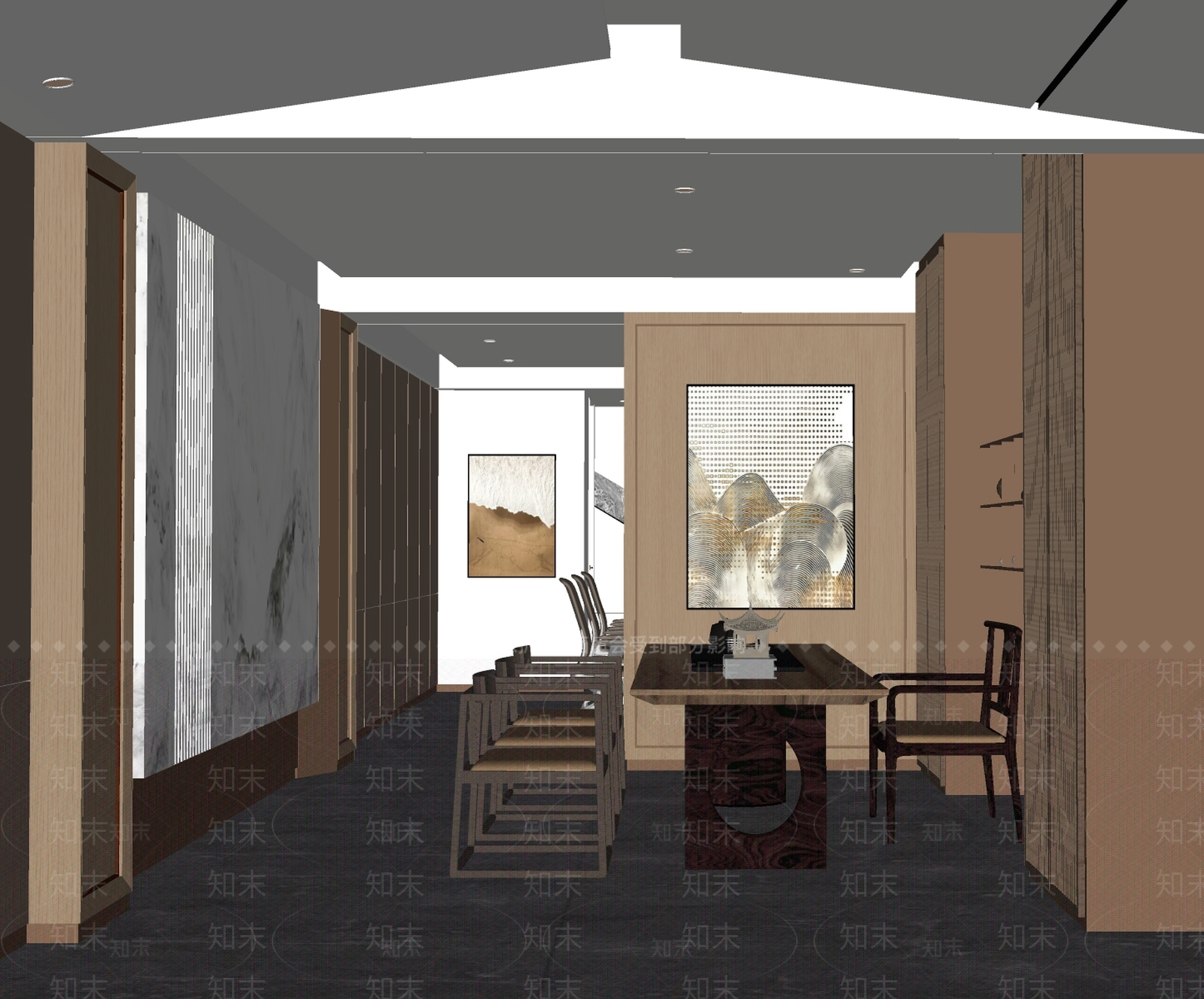 现代新中式茶室SU模型下载【ID:1187588736】
