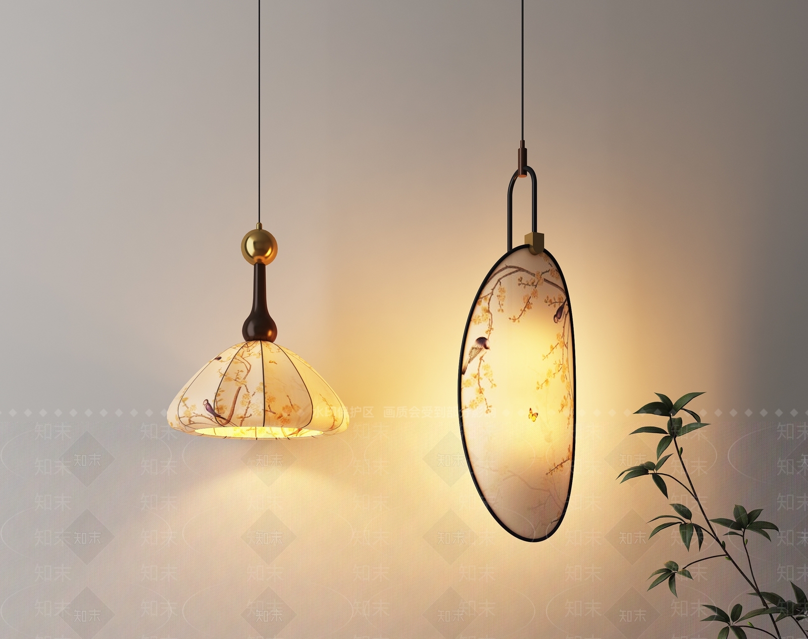 新中式卧室吊灯3D模型下载【ID:1187592315】