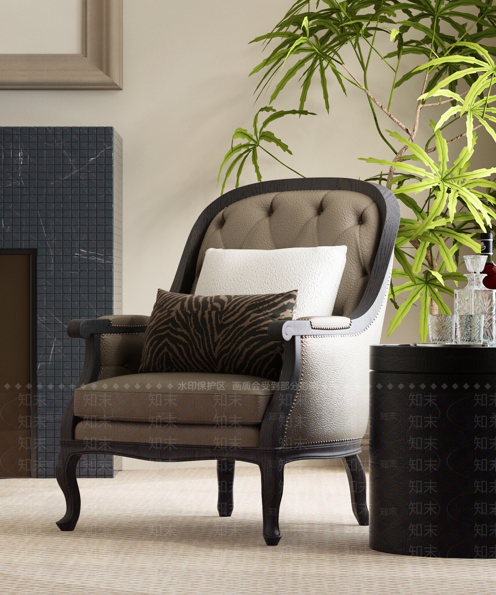 法式欧式单人沙发SU模型下载【ID:1187592593】