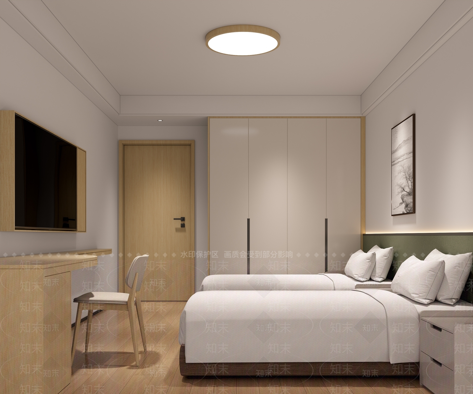现代原木宿舍3D模型下载【ID:1187592952】