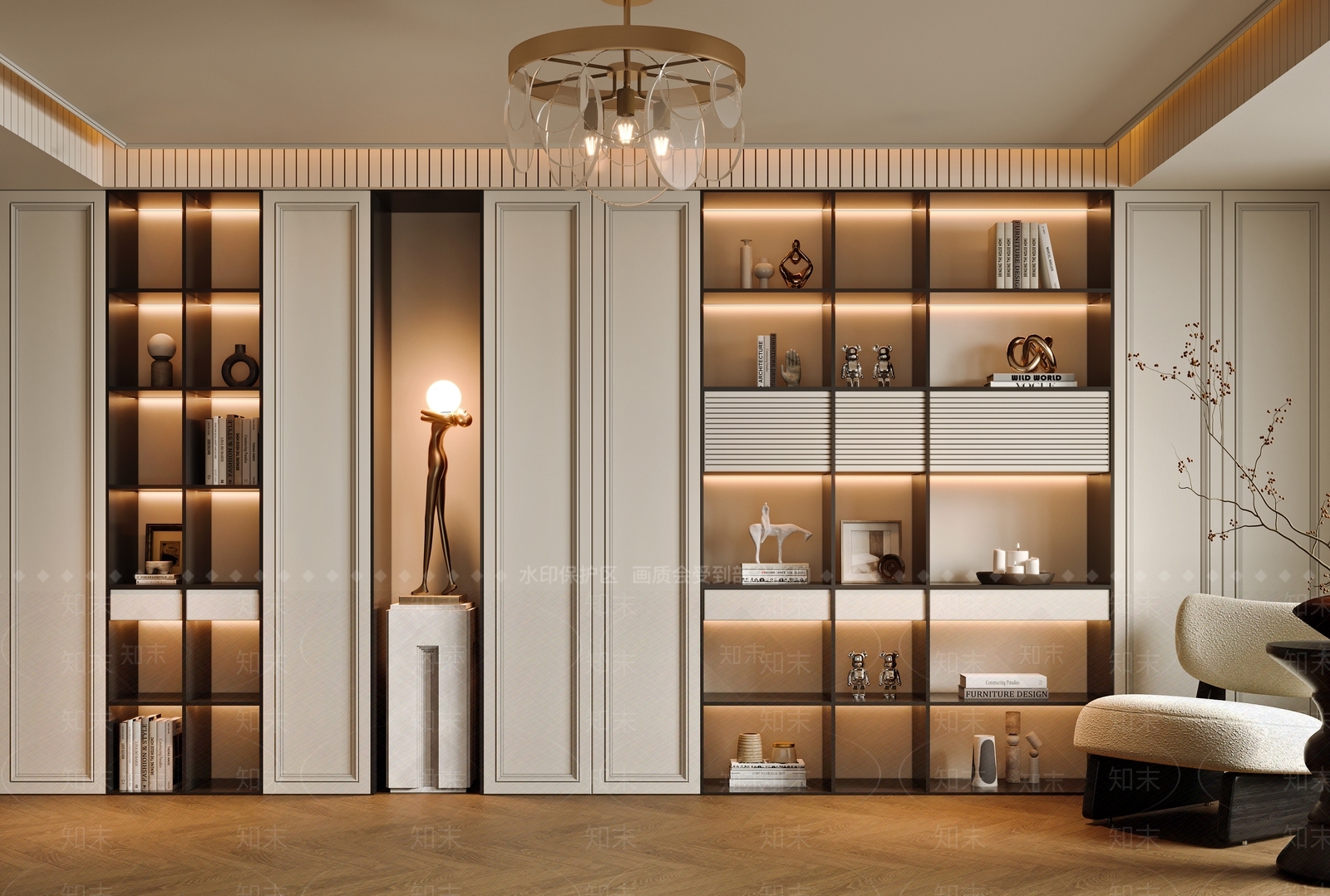 法式美式书柜3D模型下载【ID:1187593648】