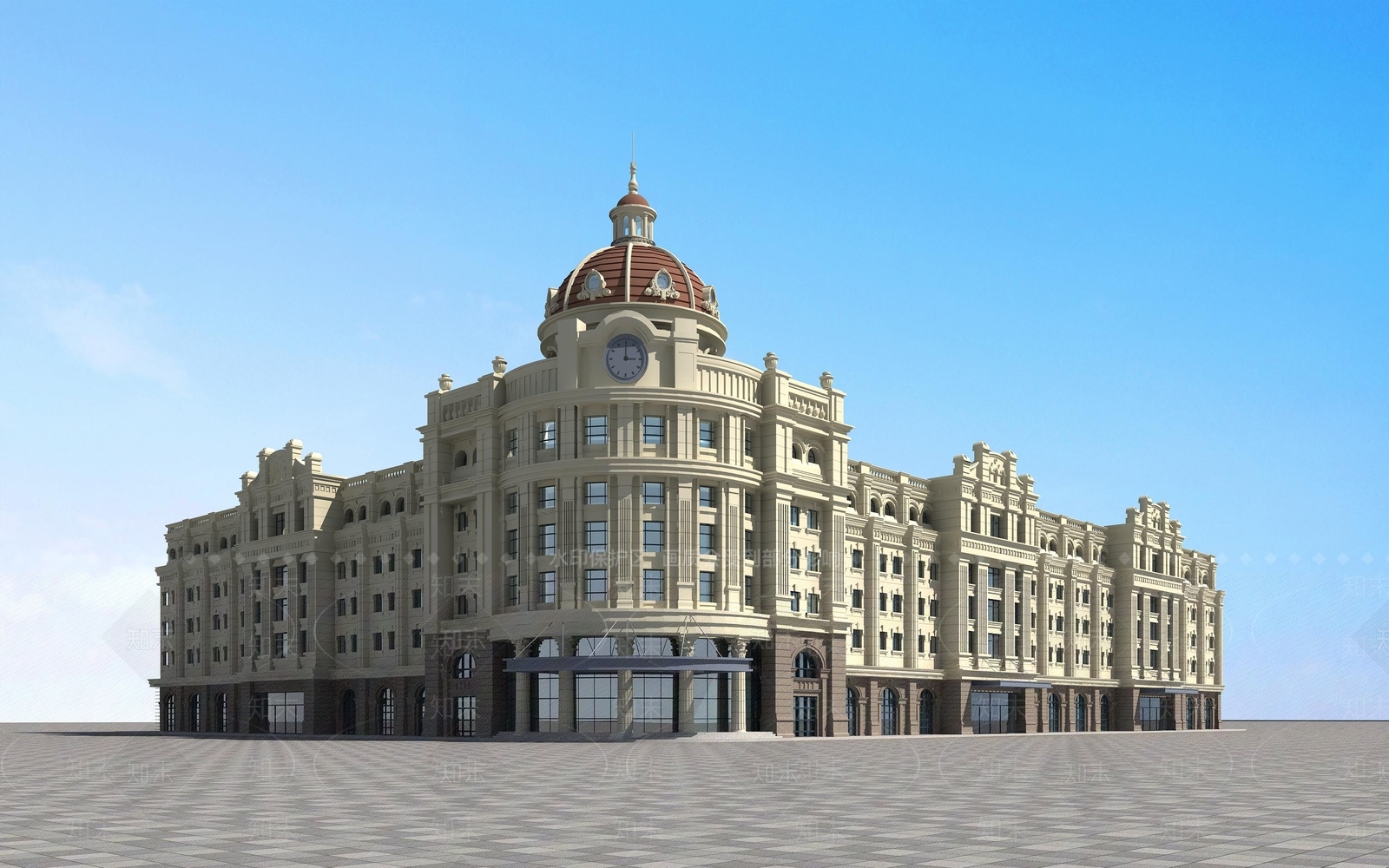 欧式办公楼3D模型下载【ID:1187594245】