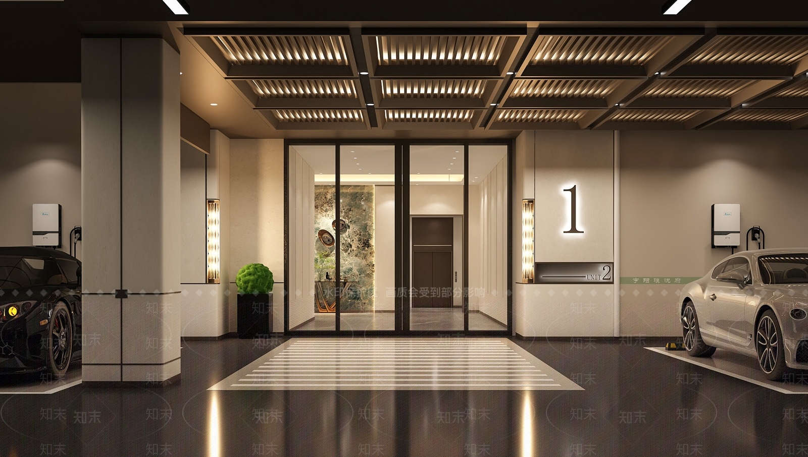 现代轻奢室内停车场3D模型下载【ID:1187600803】