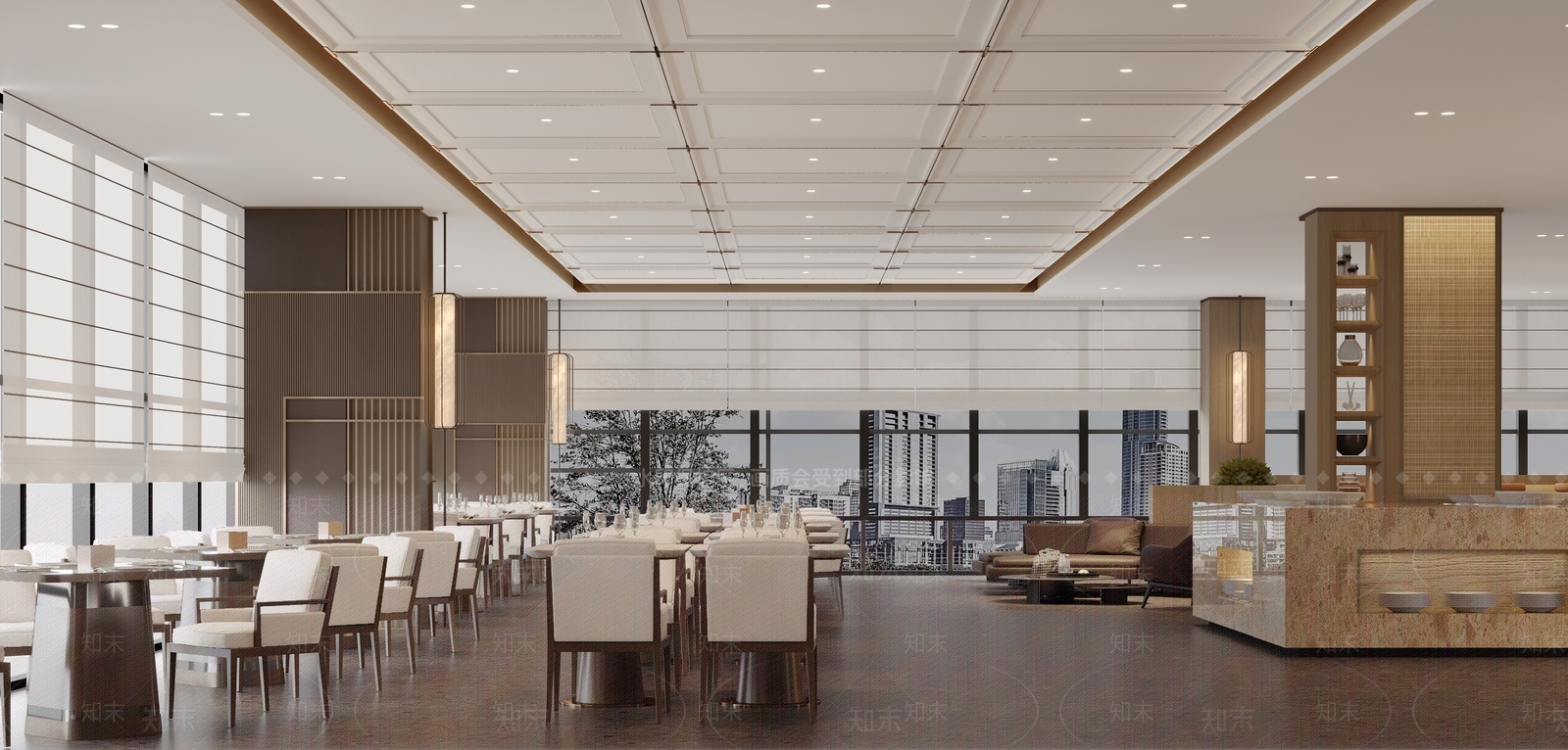 现代轻奢酒店餐厅3D模型下载【ID:1187600590】