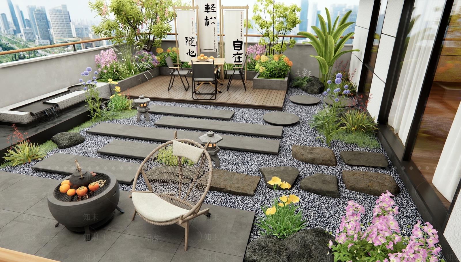 现代屋顶花园SU模型下载【ID:1187599934】