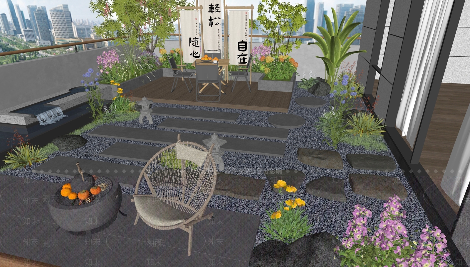 现代屋顶花园SU模型下载【ID:1187599934】