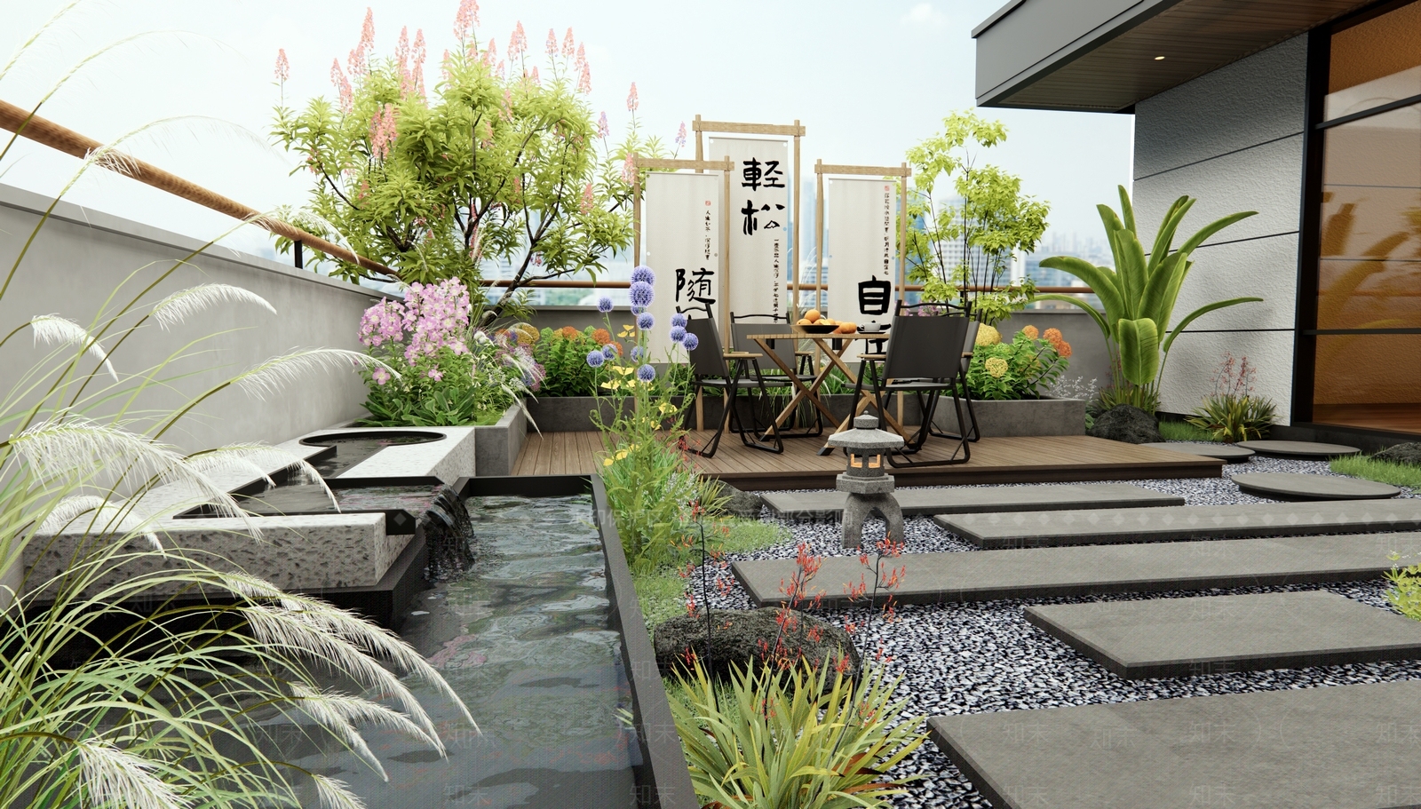 现代屋顶花园SU模型下载【ID:1187601707】