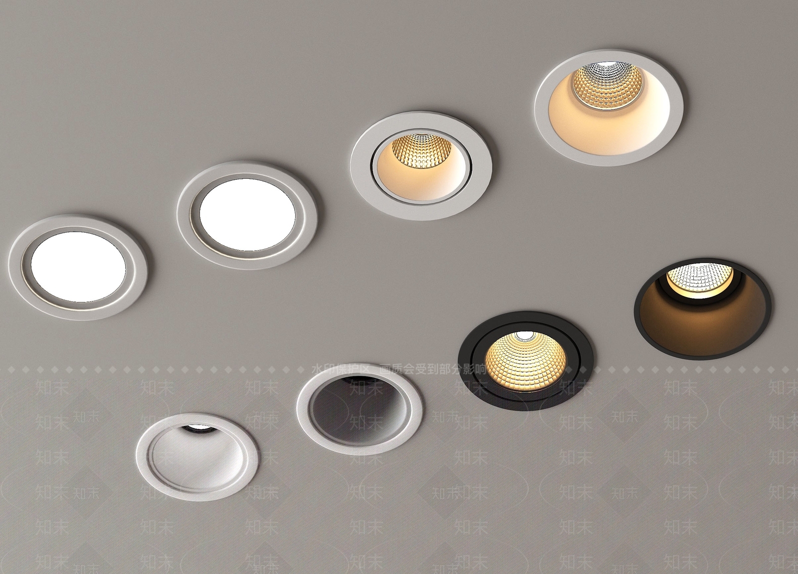 现代筒灯射灯SU模型下载【ID:1187602257】