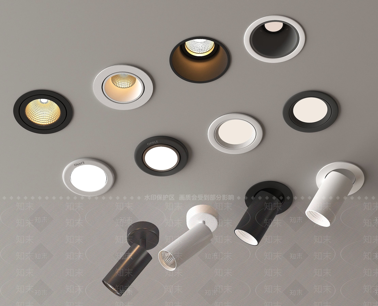 现代筒灯射灯SU模型下载【ID:1187604830】