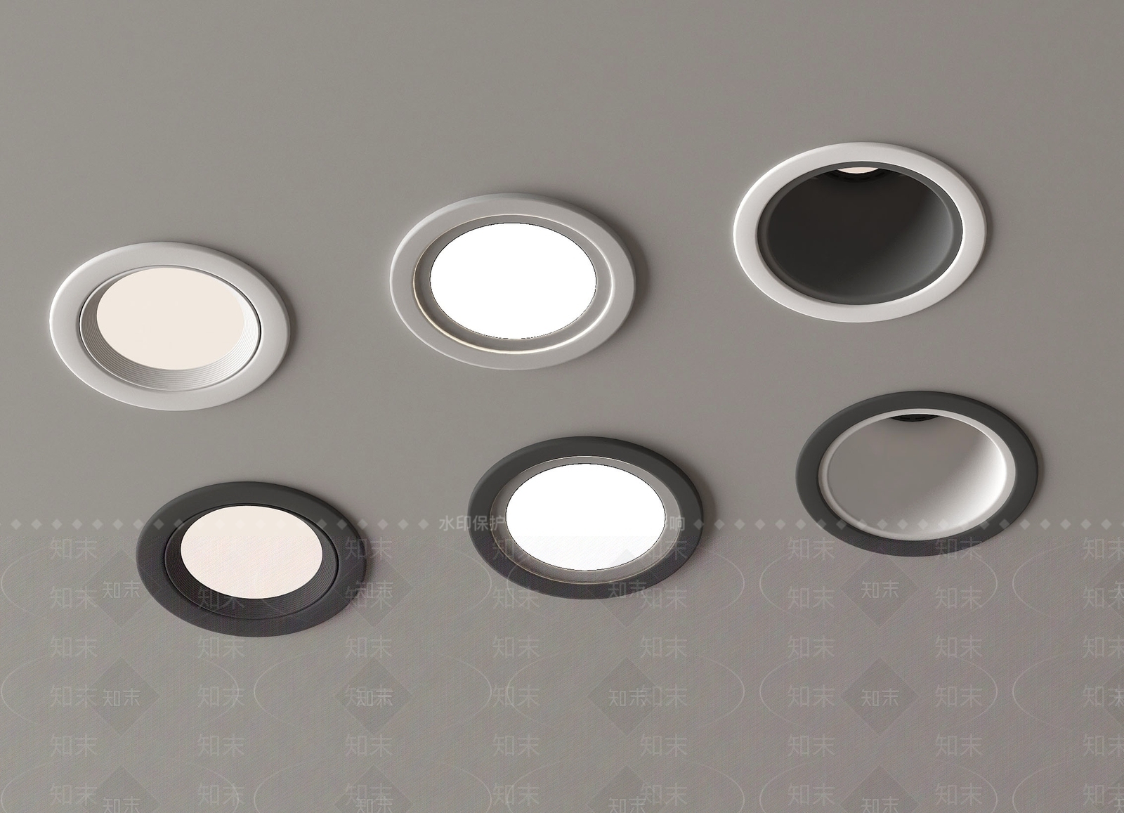 现代筒灯射灯SU模型下载【ID:1187605319】