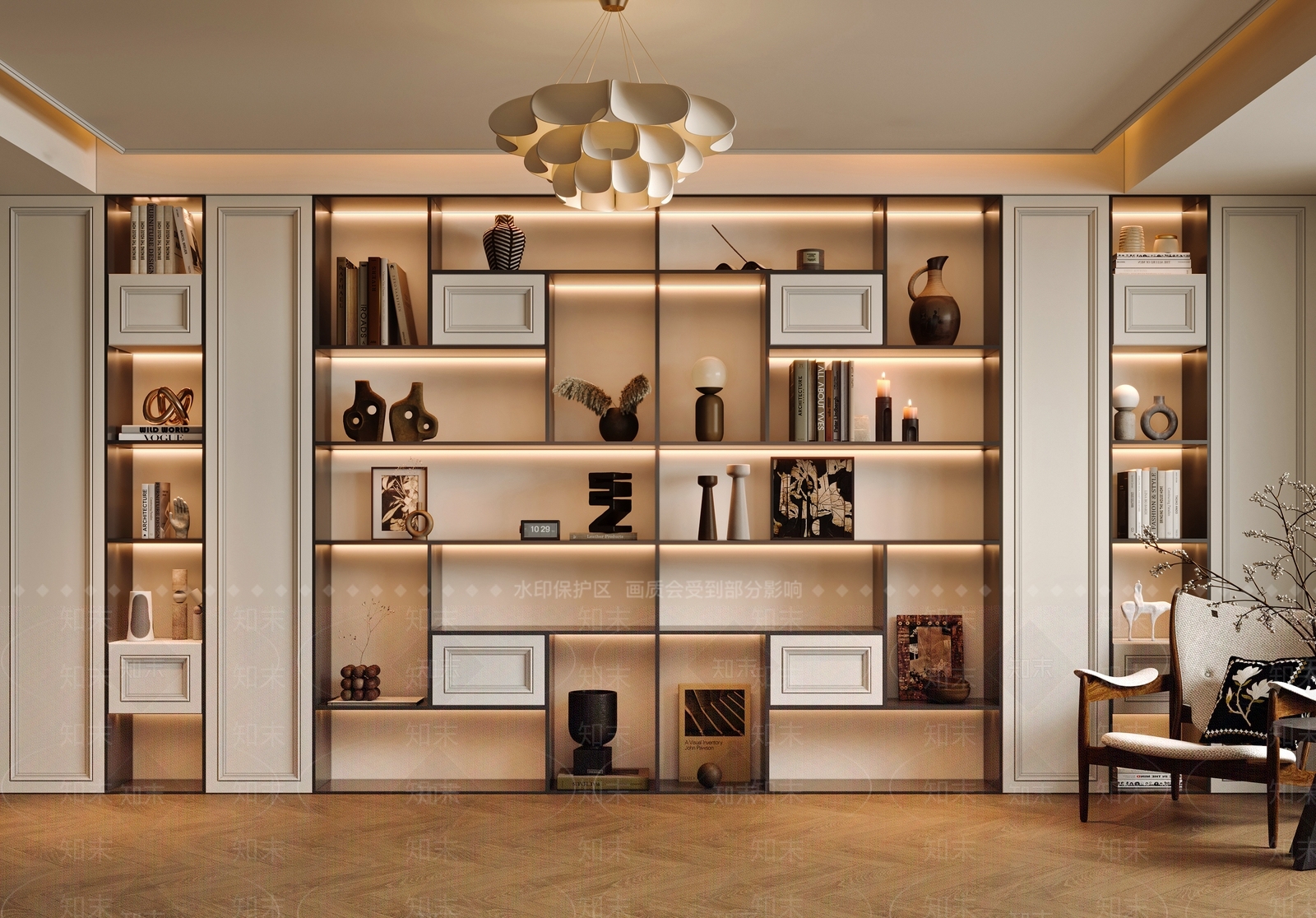 法式美式书柜3D模型下载【ID:1187611227】