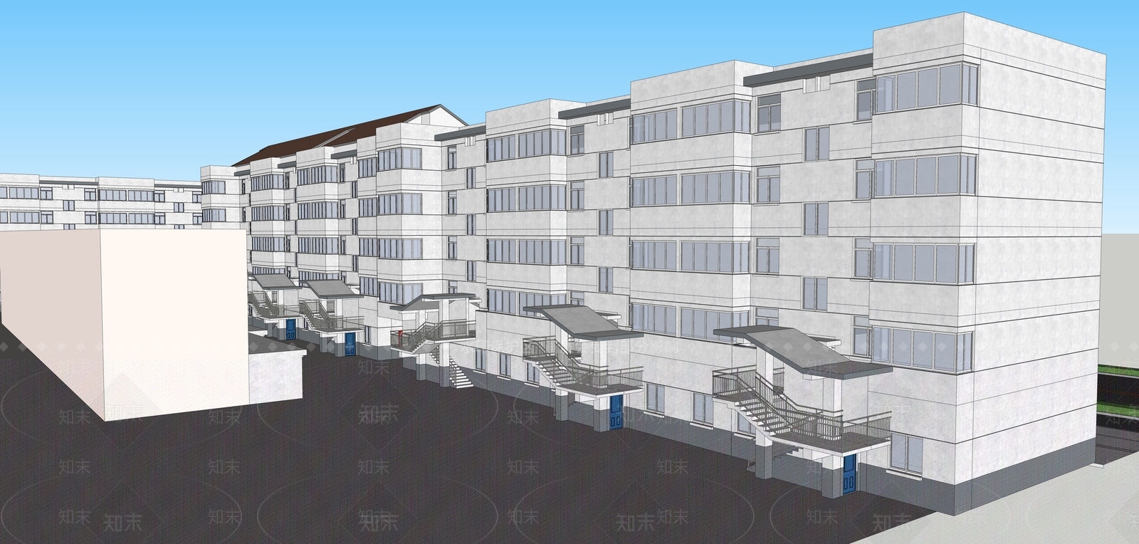 现代多层住宅SU模型下载【ID:1187610998】