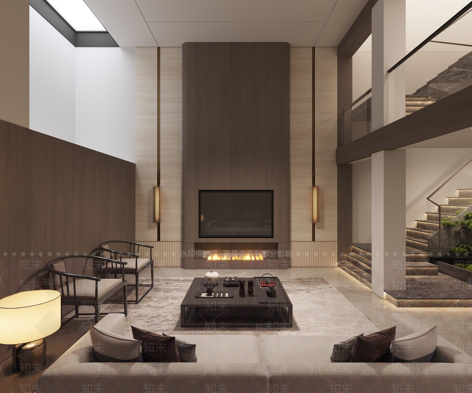 新中式中式别墅客厅3D模型下载【ID:1187616127】