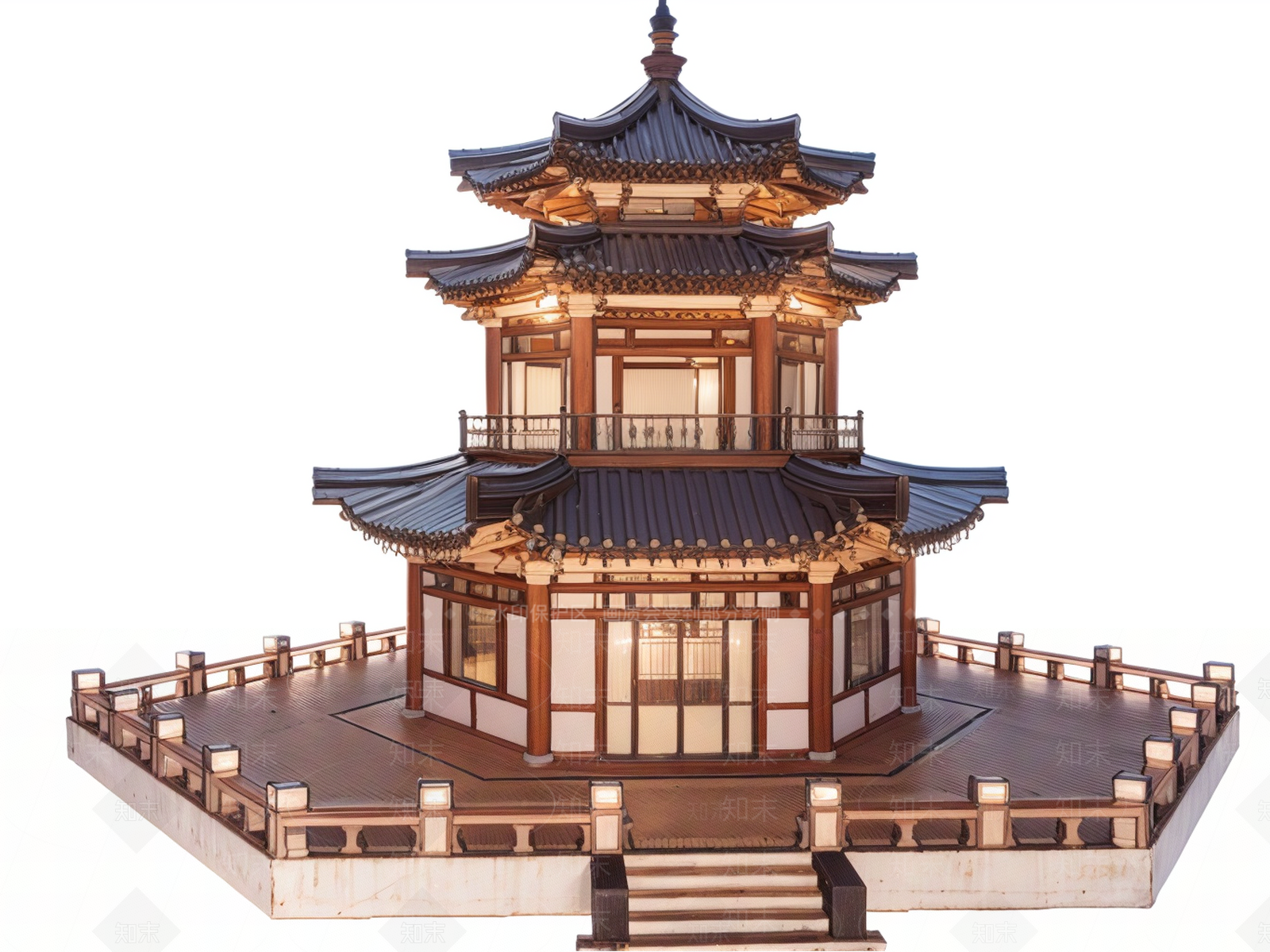 中式塔楼SU模型下载【ID:1187617449】