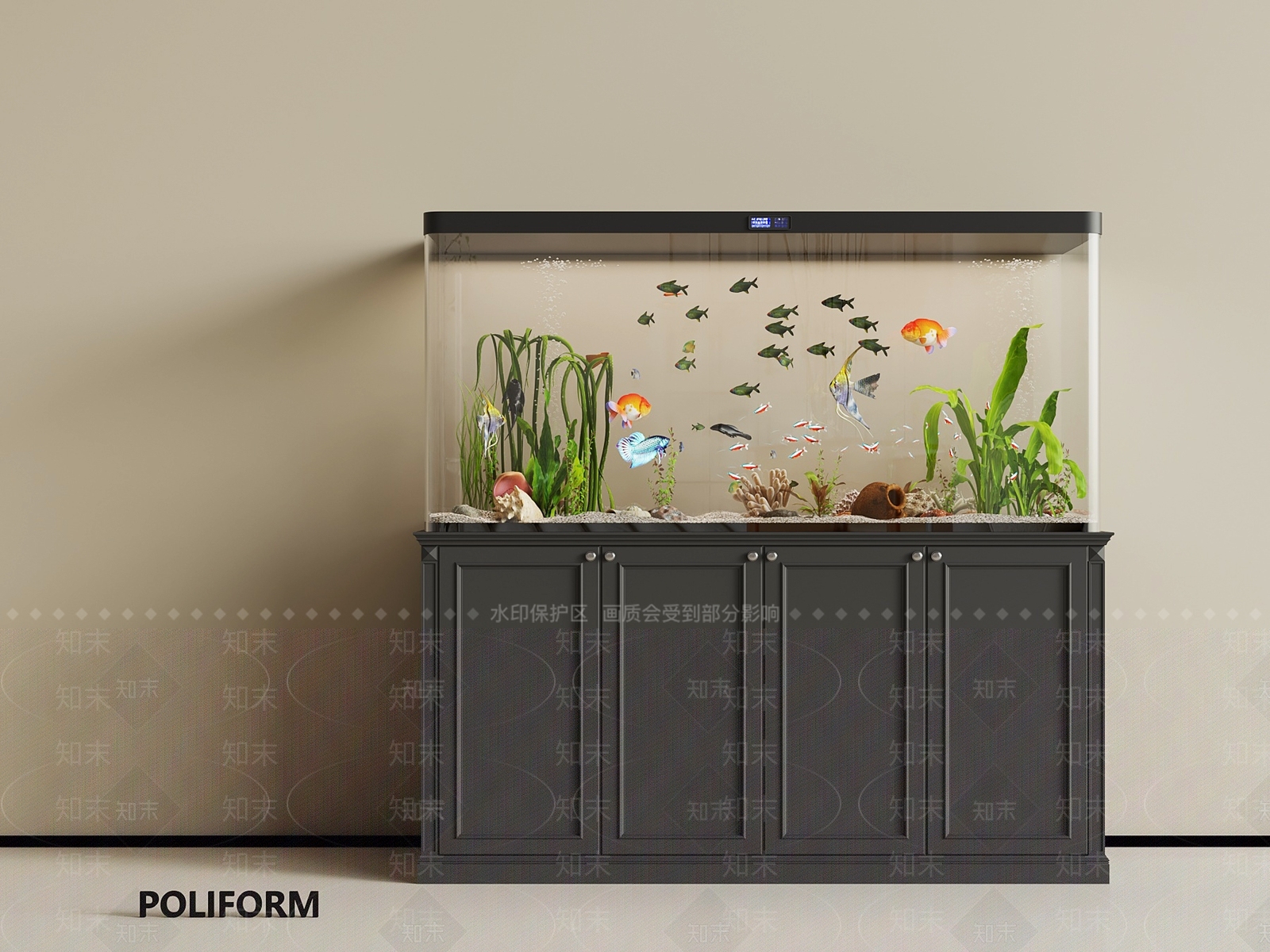 法式中古鱼缸3D模型下载【ID:1187618121】