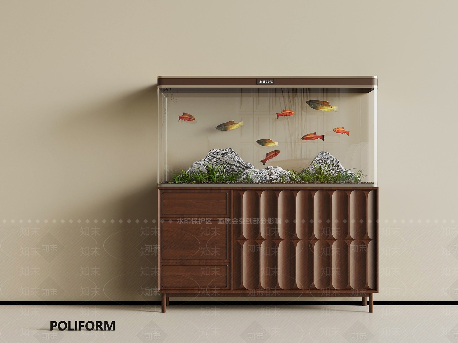 法式鱼缸3D模型下载【ID:1187618364】