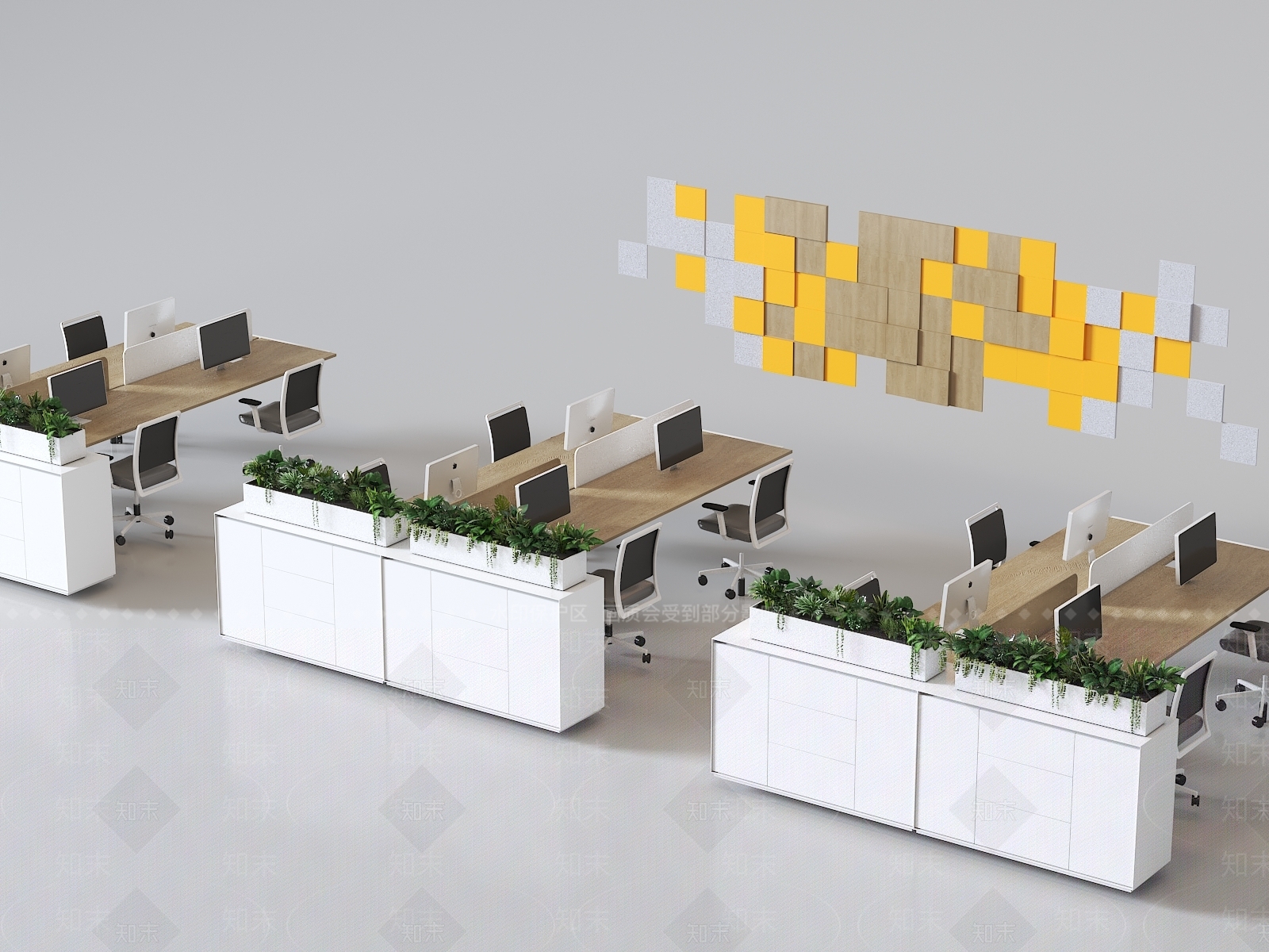 现代办公桌椅3D模型下载【ID:1187619810】