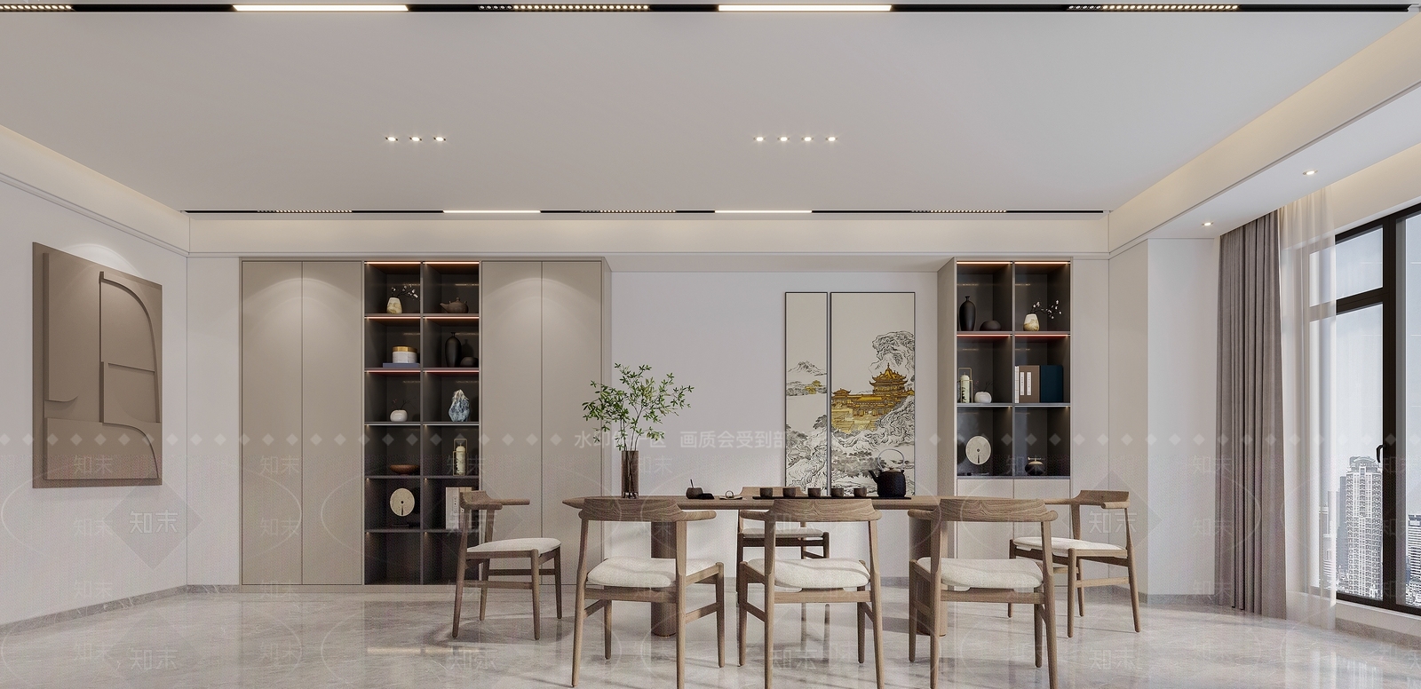 现代新中式茶水间3D模型下载【ID:1187623371】
